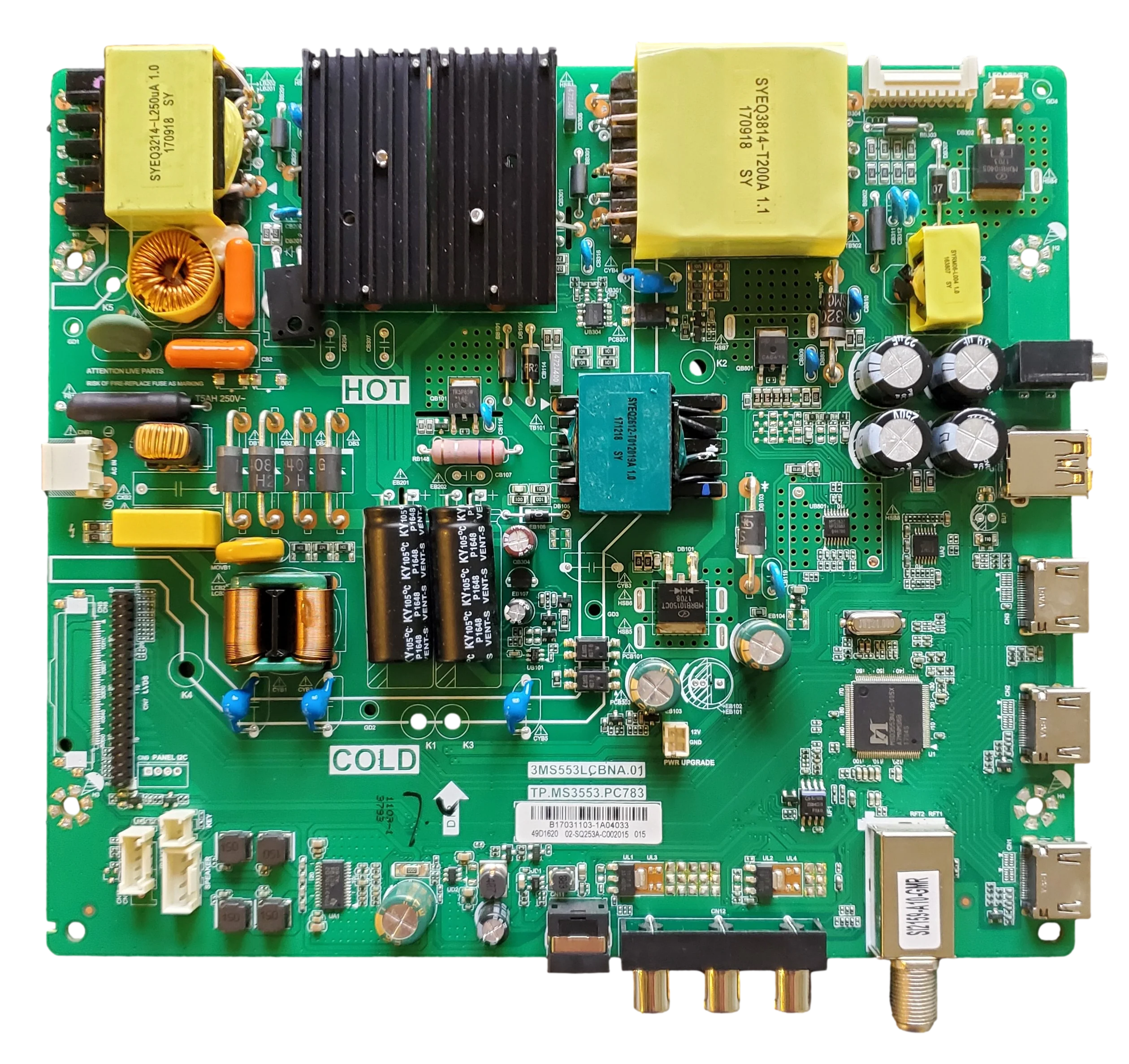 02-SQ253A-C002015 Hitachi Main Board, 3MS553LCBNA.01, TP.MS3553.PC783, 49E30