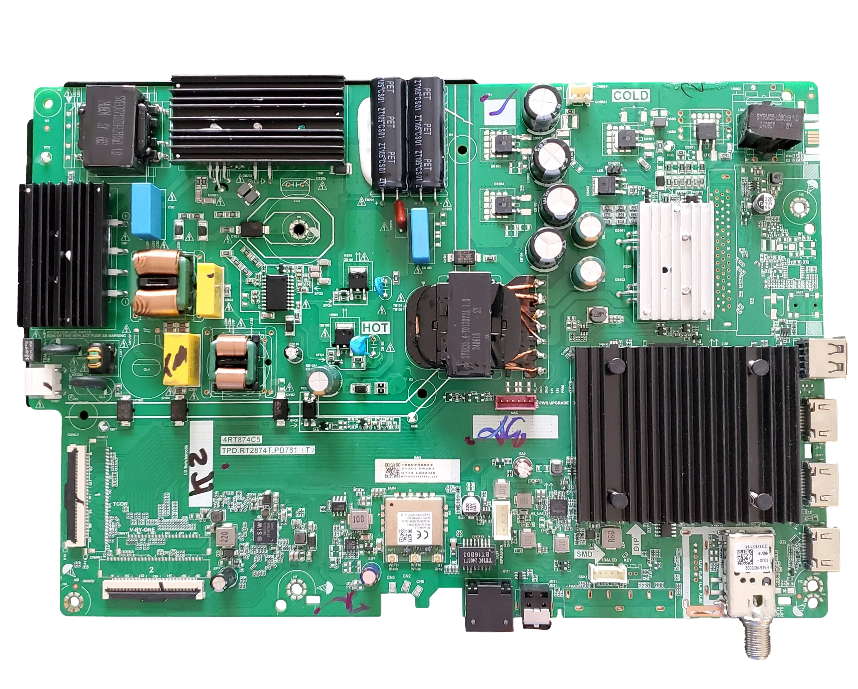 21201-04293 LG Main Board, 21201-04293, 4RT874C5, TPD.RT2874T.PD781 (T), 55UT7570PUB
