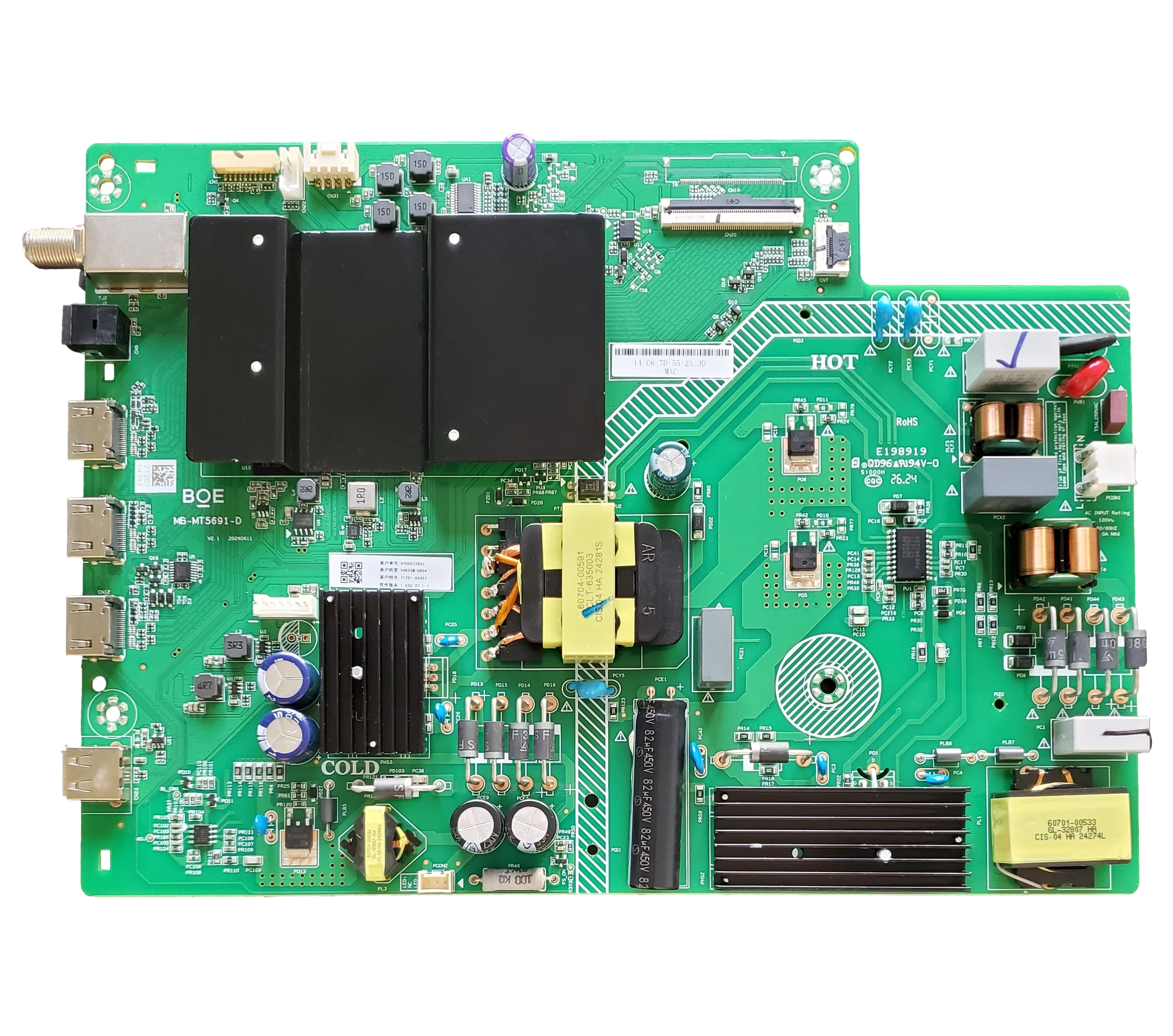 21201-04392 Vizio Main Board/Power Supply, MB-MT5691-D, LBVF9GA3304843, V4K55M-0804