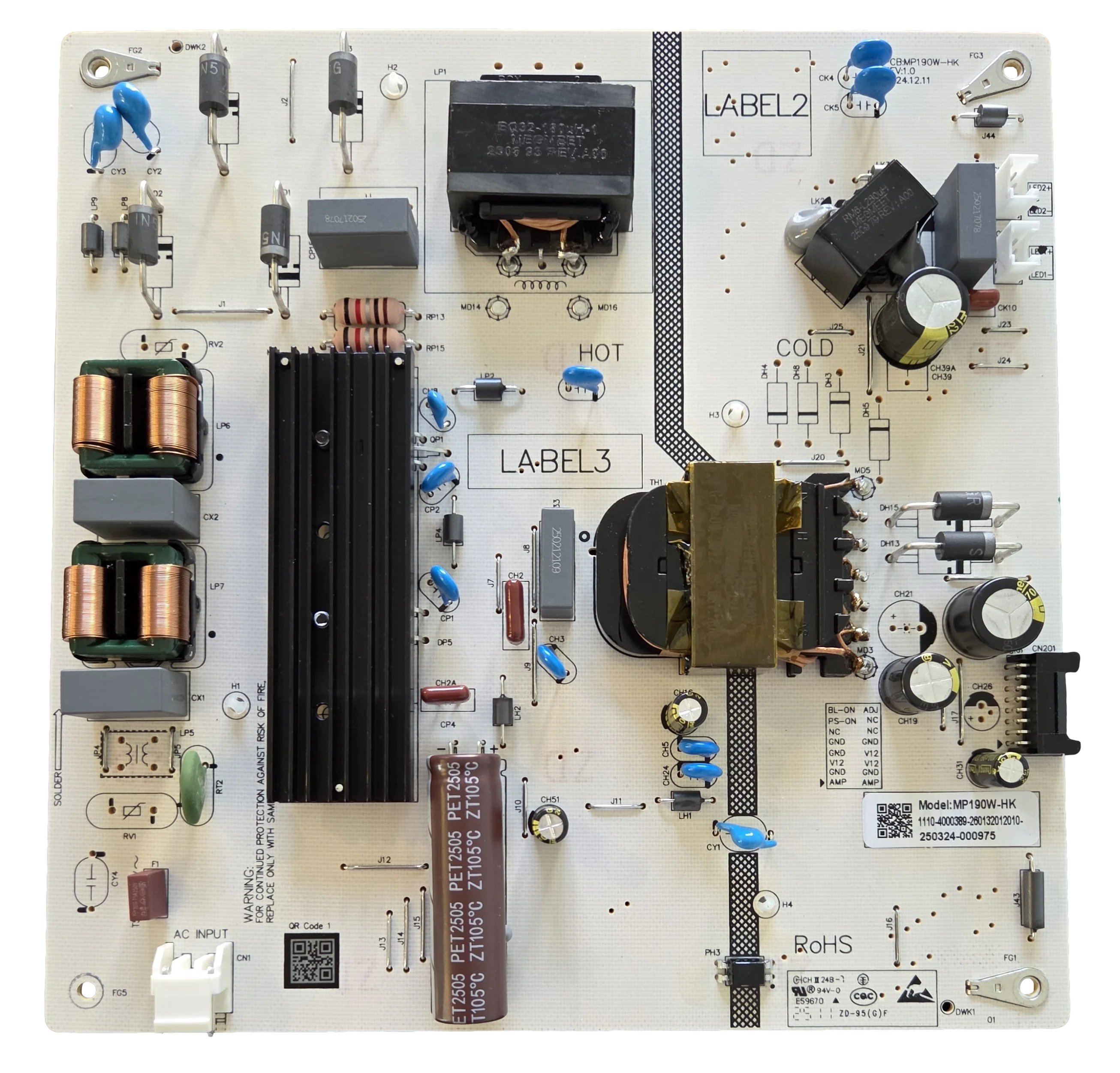 260132012010 Pioneer Power Supply, MP190W-HK, 1110-4000389, PN70-R851-26U