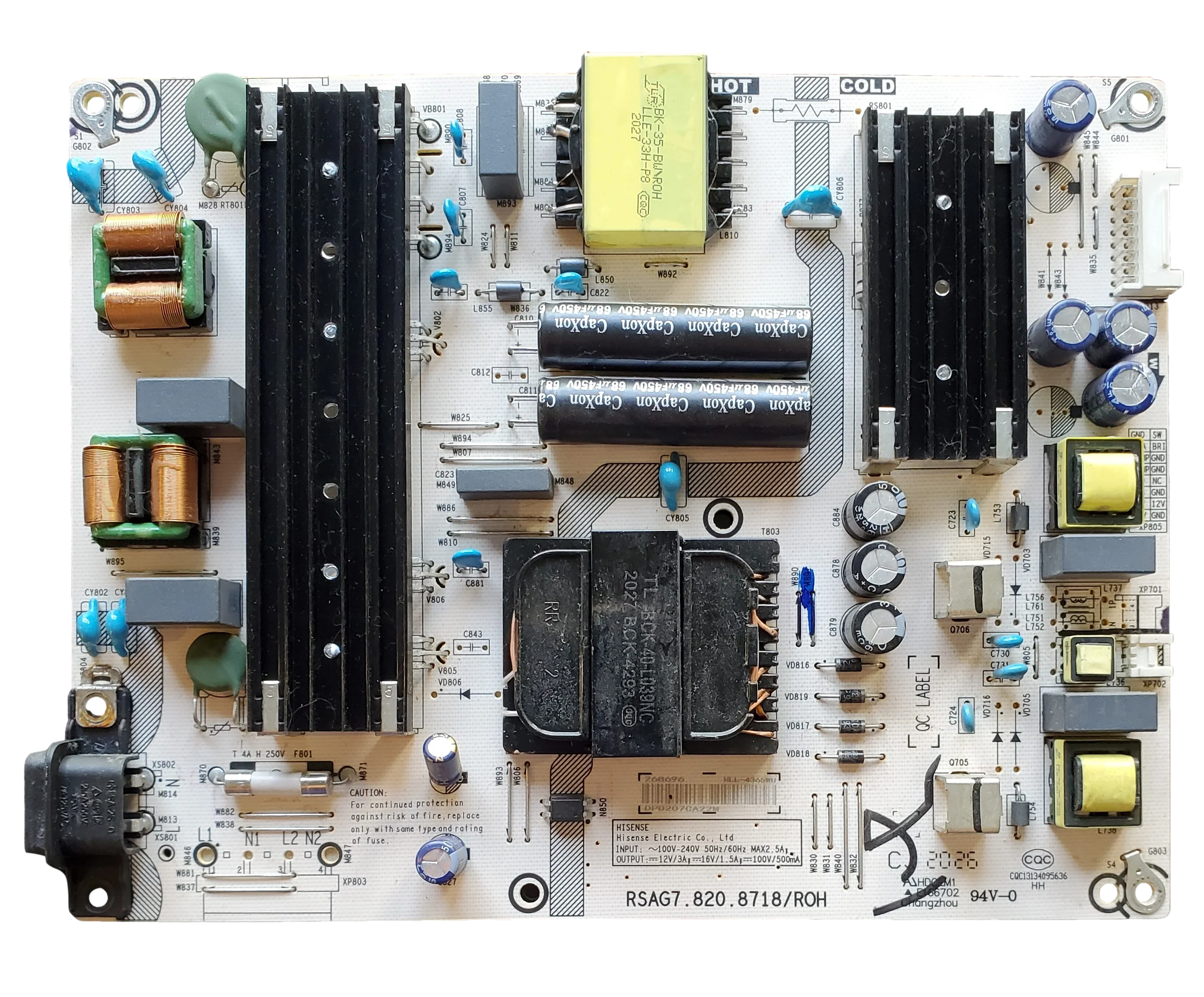 268096 ONN Power Supply Board, RSAG7.820.8718/ROH, E166702, HLL-4365WU, 100021261