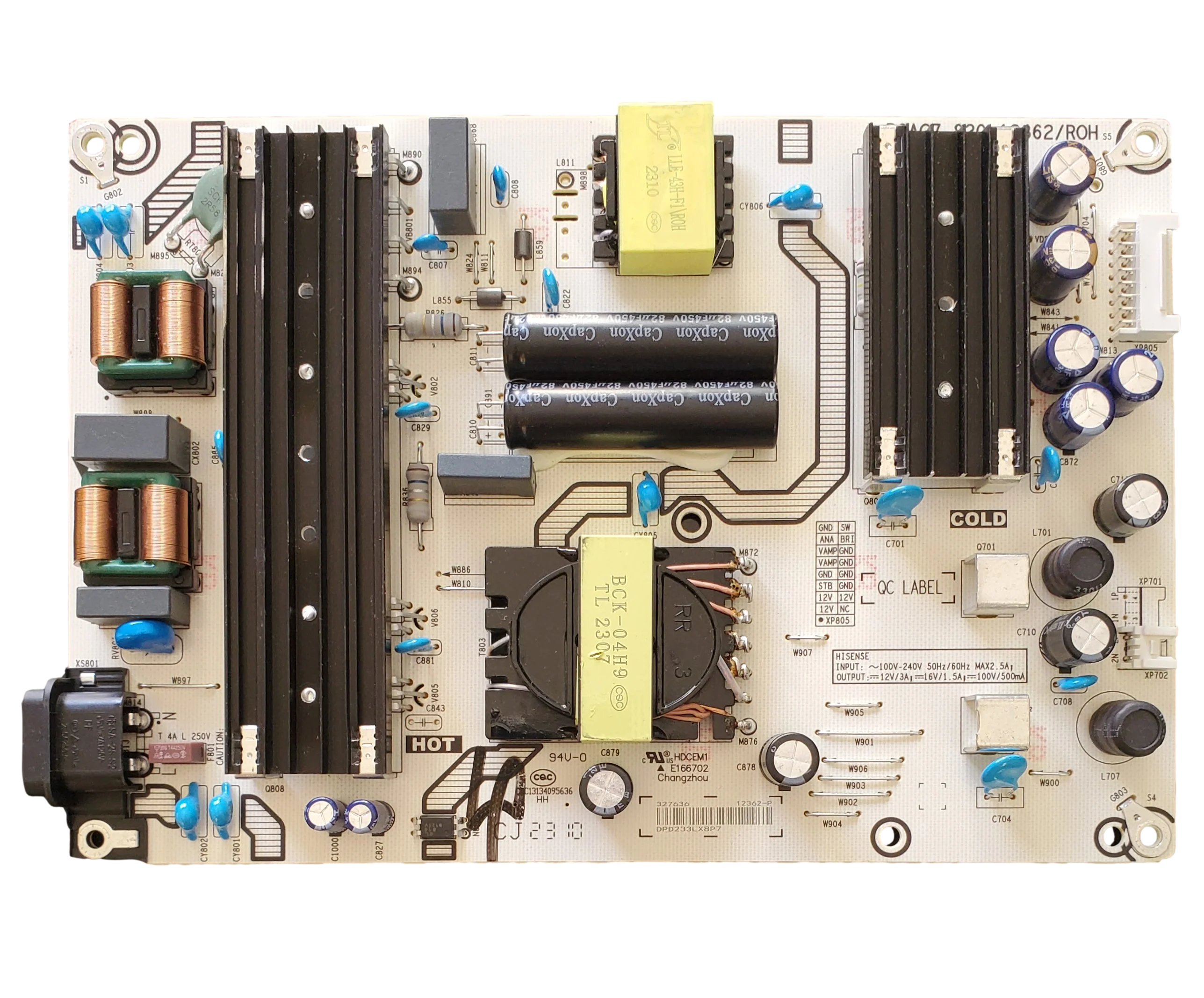 327636  Hisense Power Supply / LED Driver Board, 12362-P, RSAG7.820.12362/ROH , 65R6E4