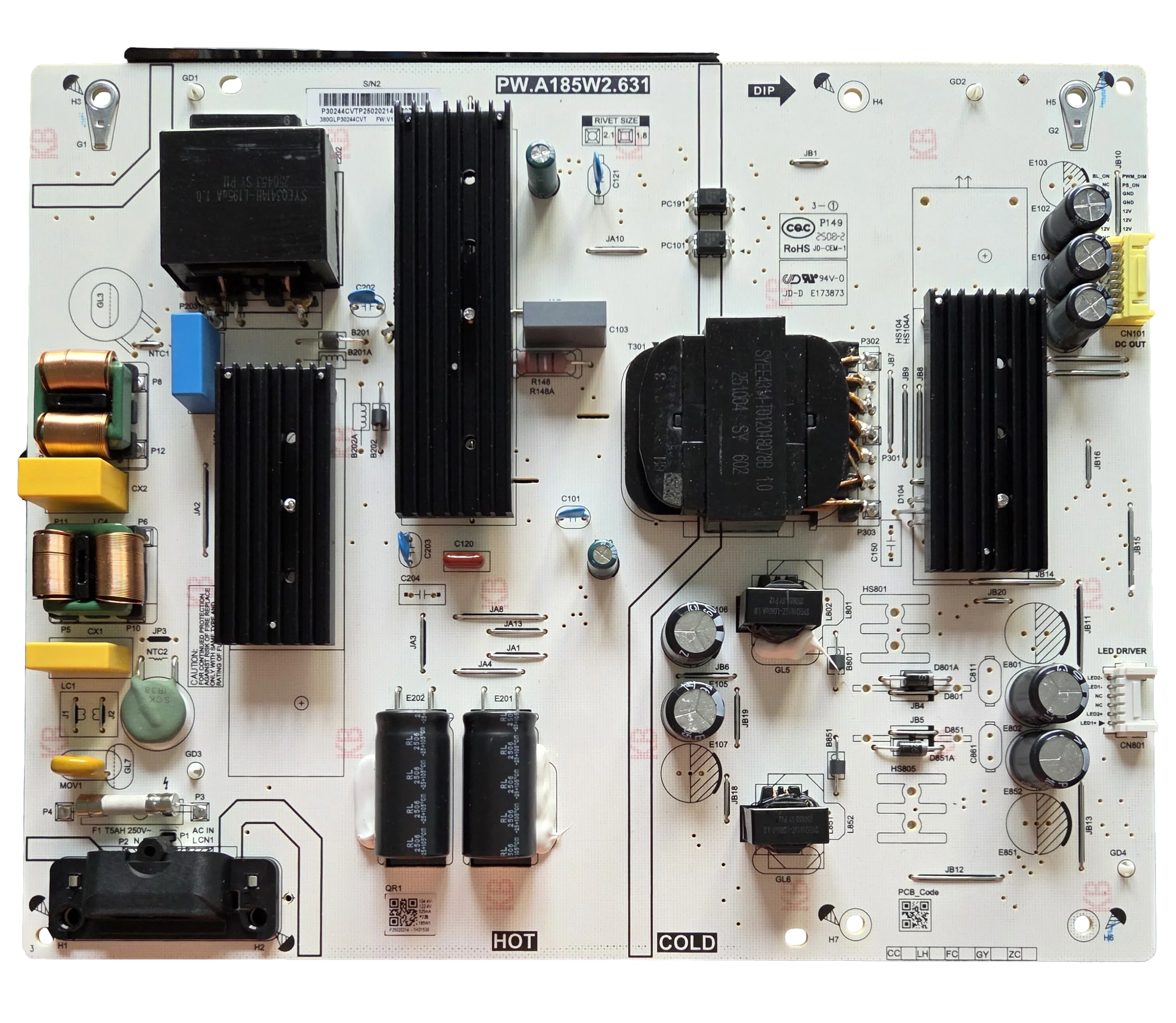 380GLP30244CVT Insignia Power Supply, PW.A185W2.631, NS-70F501NA26