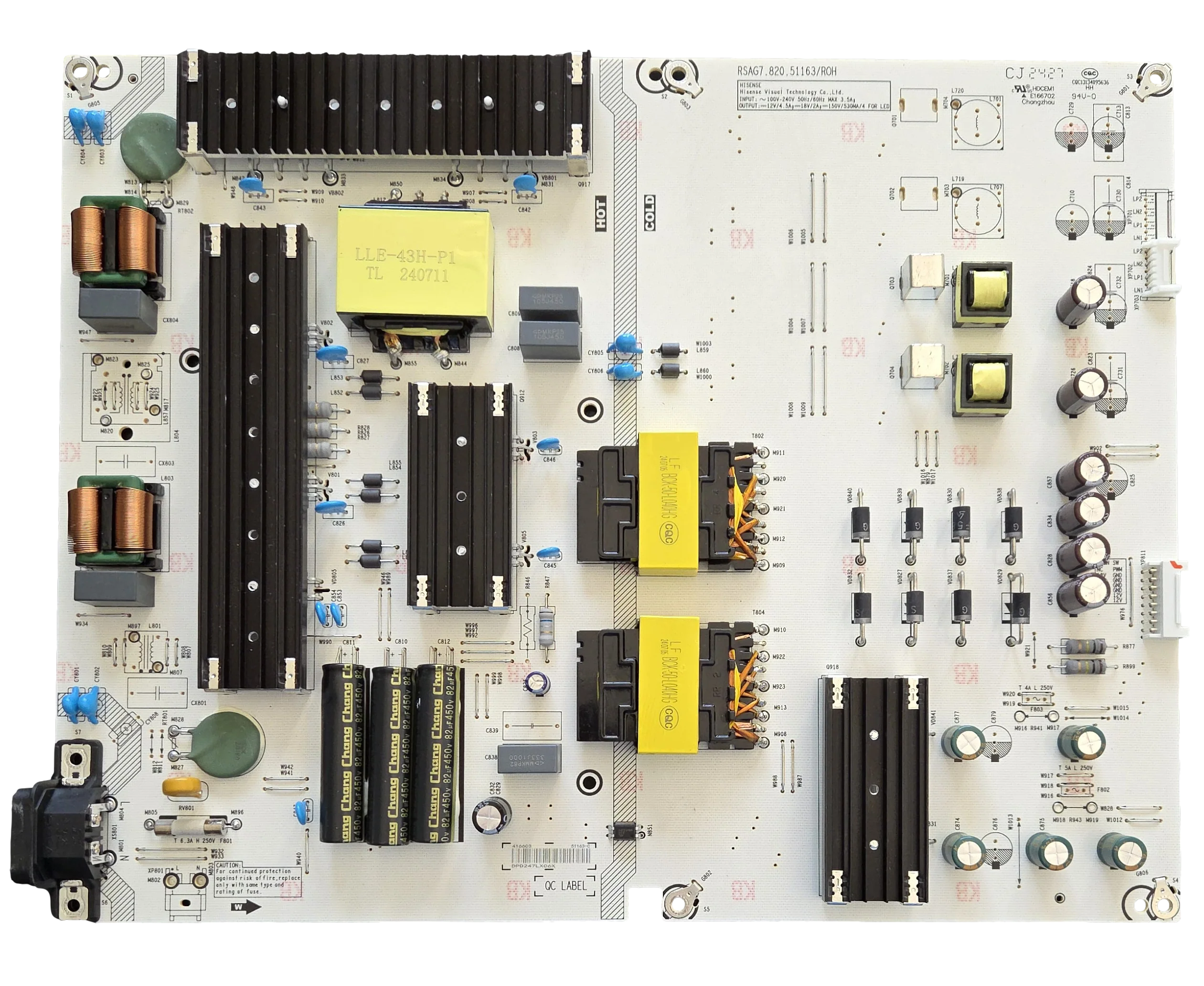 416603 Hisense Power Supply, DPD247LX06X, RSAG7.820.51163/ROH, 85R6030N, 85R6NR