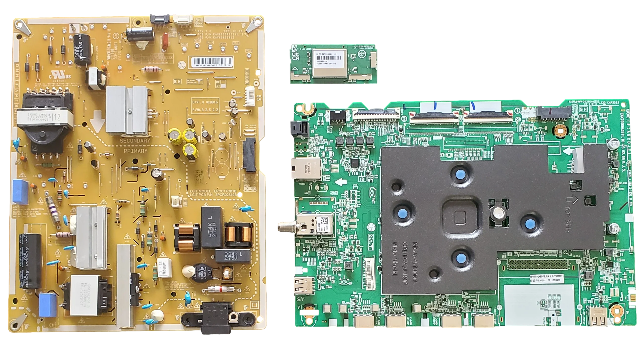 55QNED75URA LG TV Repair Parts Kit, EBT67553902 Main Board, EAY65895412 Power Supply, EAT65182001 Wifi, 55QNED75URA