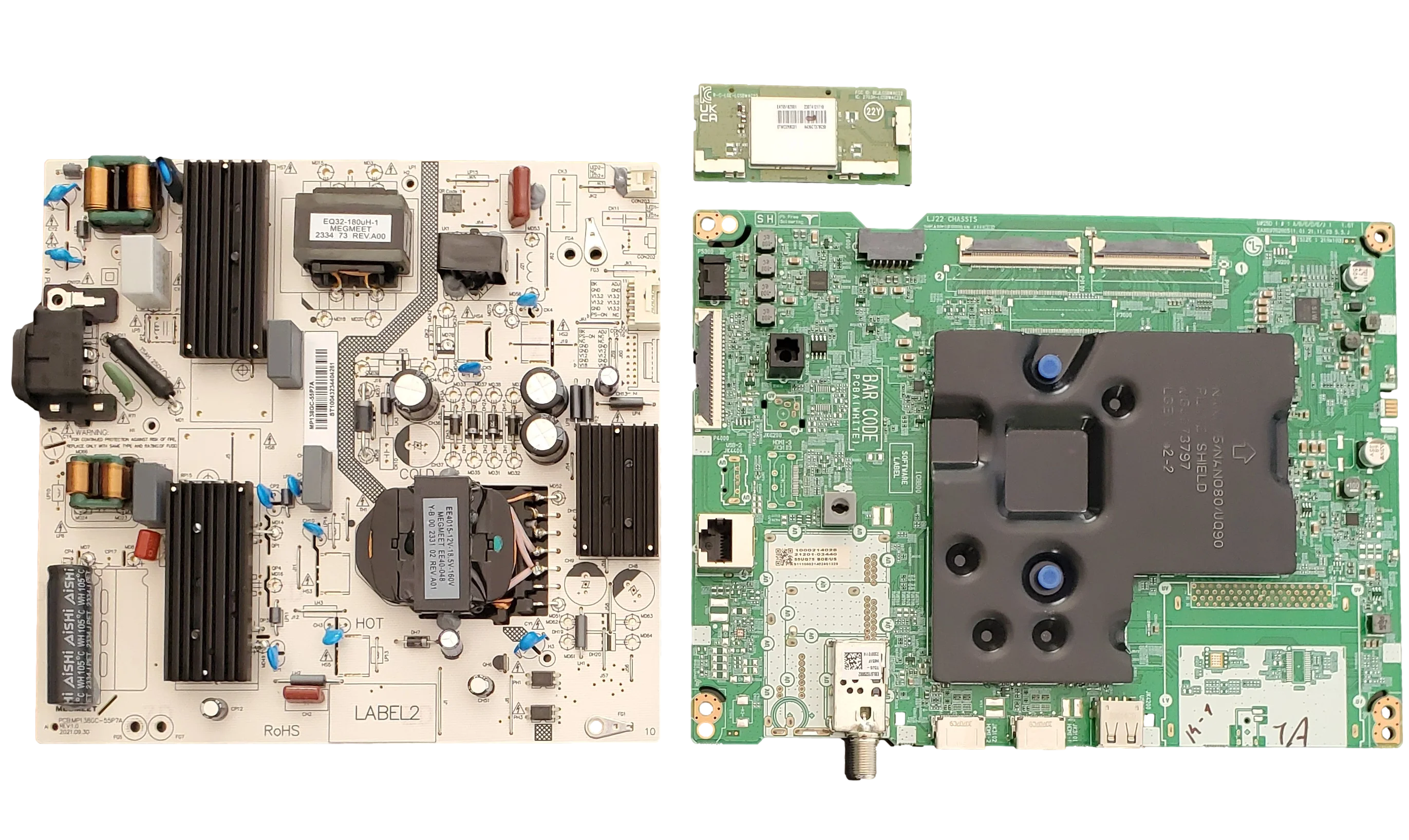 55UQ7570PUJ LG TV Repair Parts Kit, EBR36624834 Main Board, MP138GC-55P7A Power Supply, EAT65182001 Wifi, 55UQ7570PUJ CUSFBH, 55UQ7570PUJ