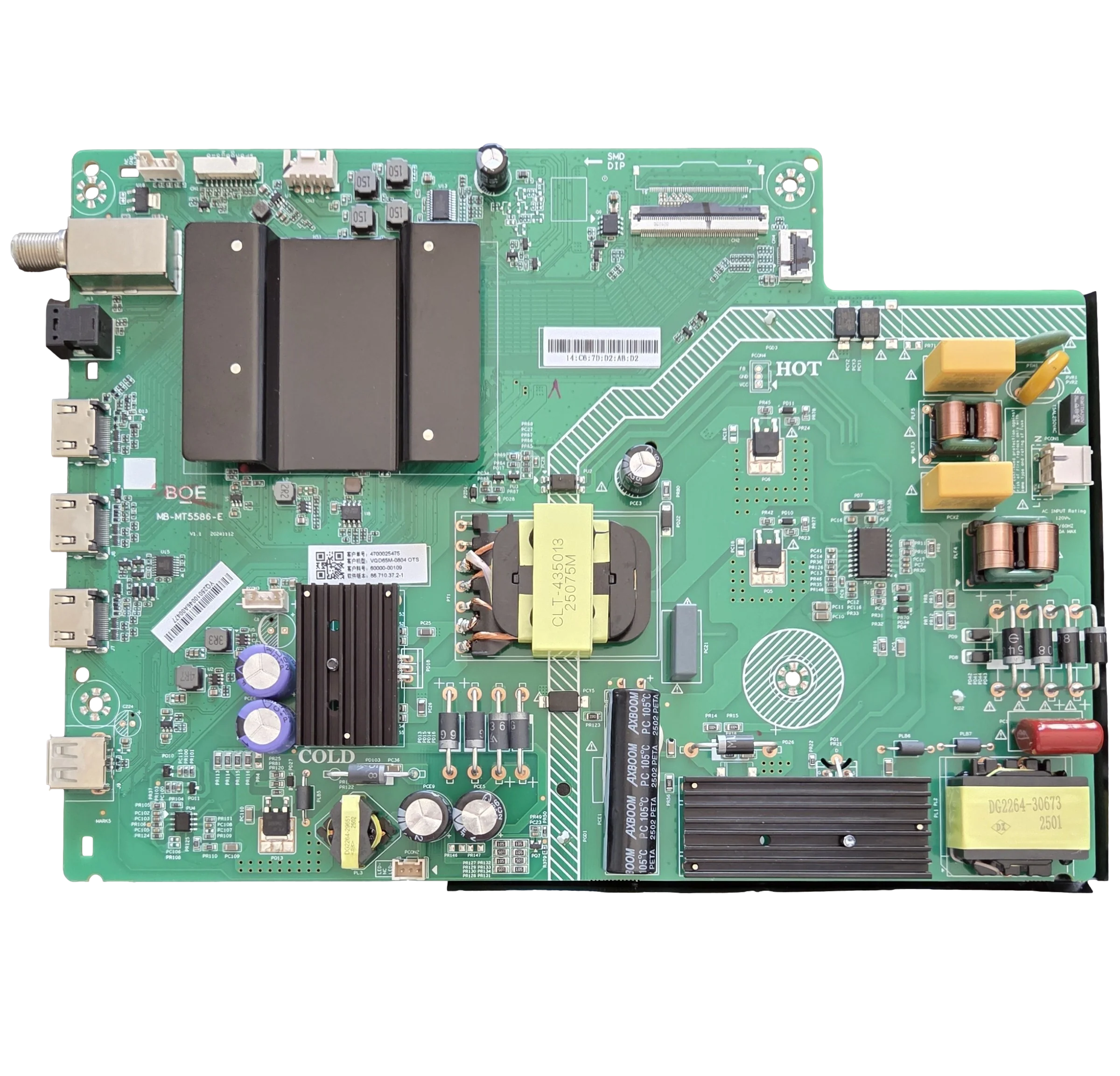 60000-00109 VIZIO Main /Power Board, 4700025475 , BOE , MB-MT5586-E , VQD65M-0804