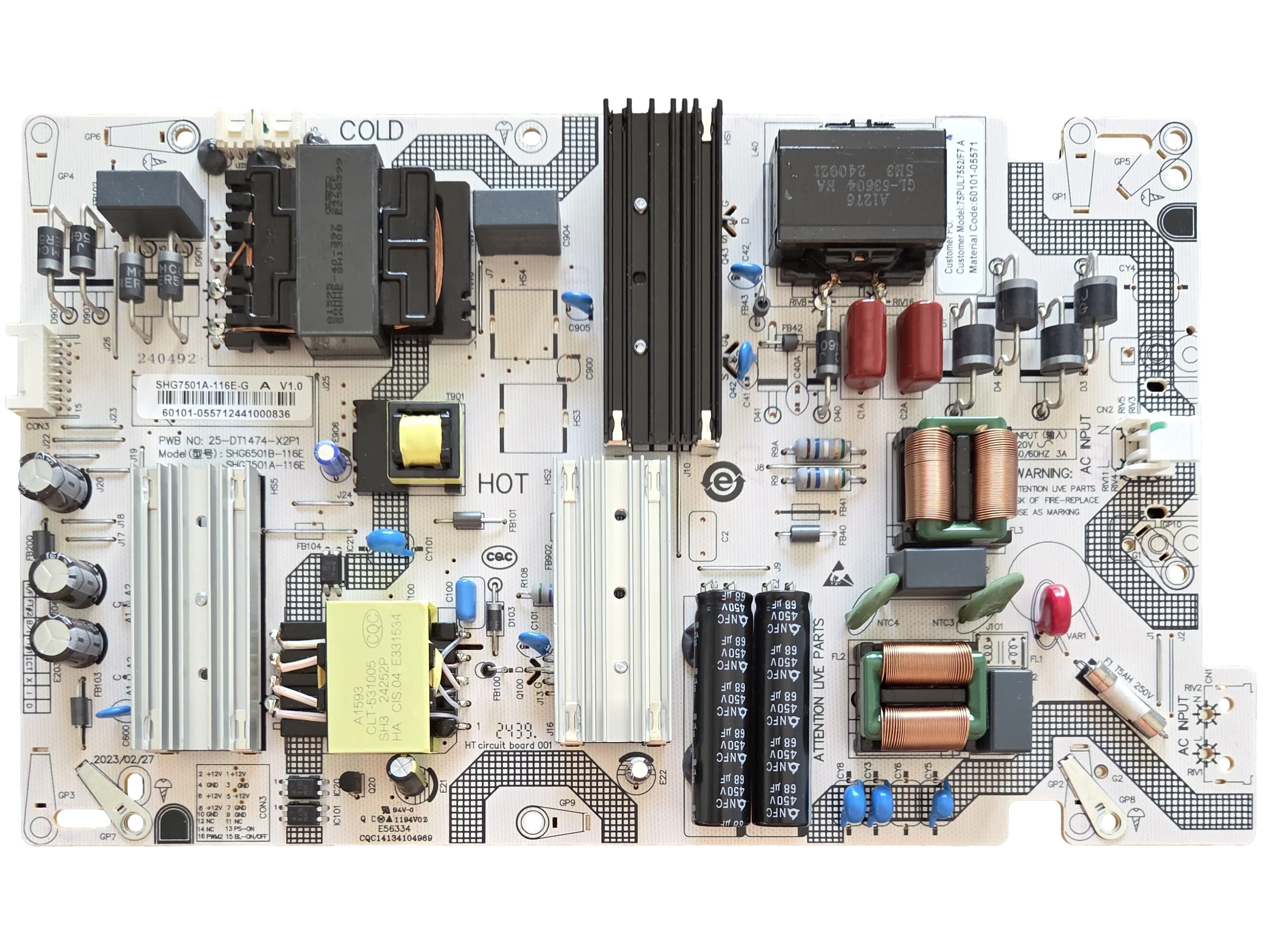 60101-05571 Philips Power Supply, SHG7501A-116E-G, 75PUL7552/F7