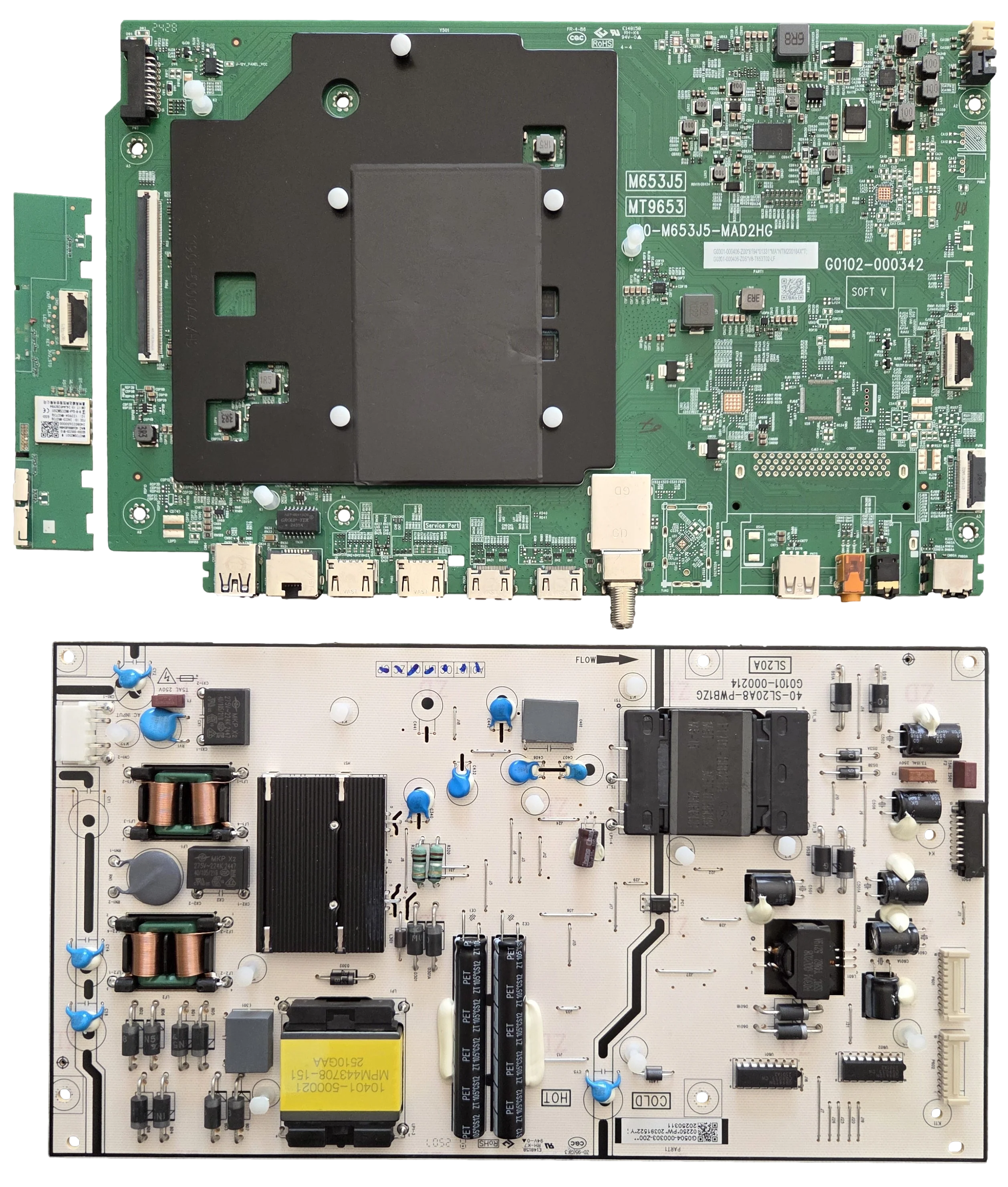 65A300W TCL TV Repair Parts Kit, G0301-000406 Main Board, G0504-000303 Power Supply, G0306-000235 Wifi, 65A300W