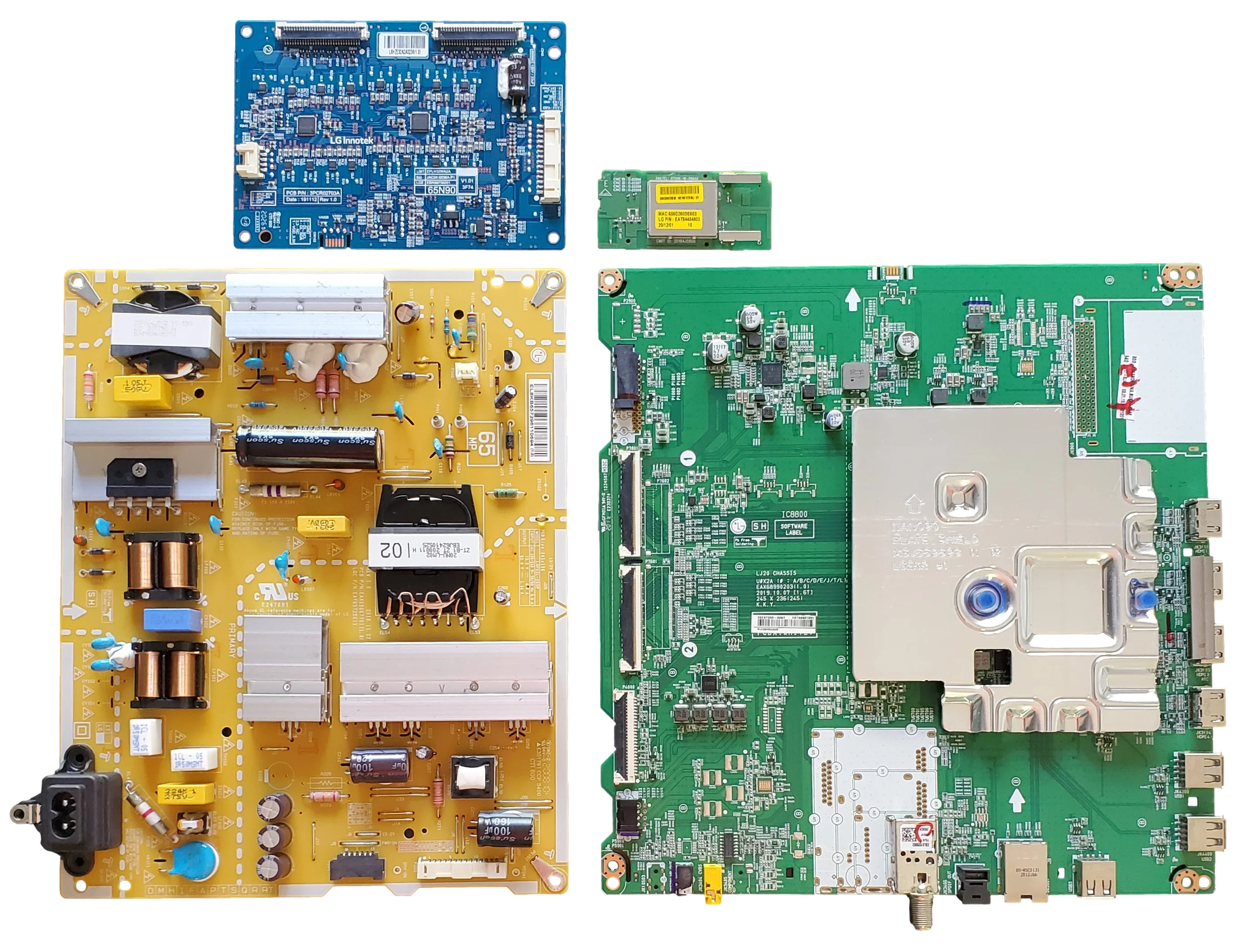 65NANO91ANA LG TV Repair Kit, EBT66521201 Main Board, EAY65729611 Power Supply, EBR89756201 LED Driver, EAT64454803 Wi-Fi Board, 65NANO91ANA
