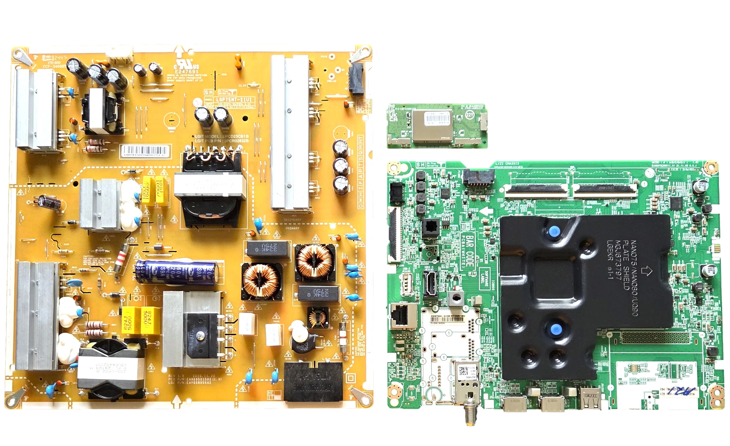 75NANO75UQA LG TV Repair parts Kit, EBT66851902 Main Board, EAY65895542 Power Supply, EAT65182001 Wifi, 75NANO75UQA BUSFLKR, 75NANO75UQA