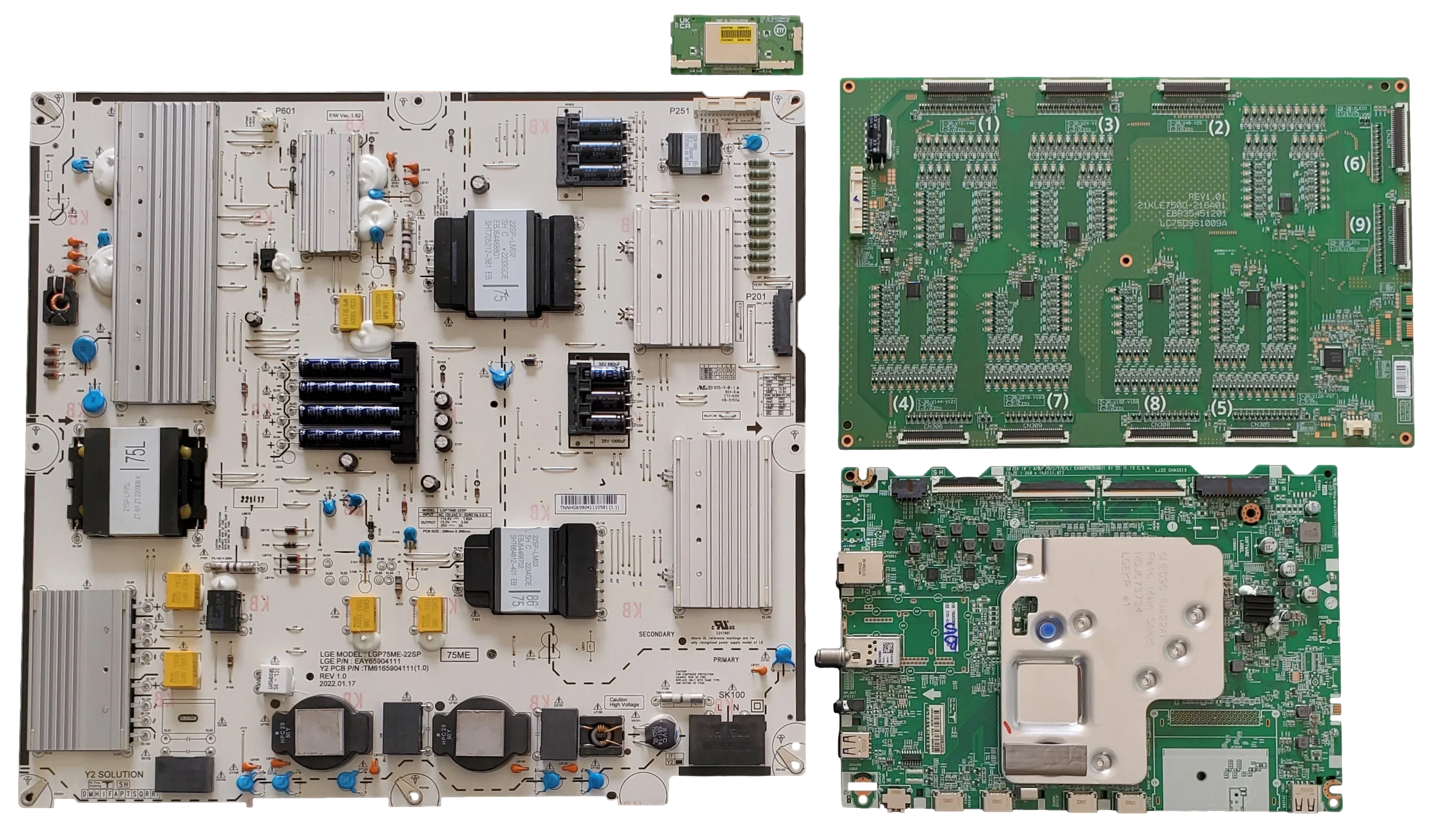 75QNED85UQA LG TV Repair Parts kit, EBT67331401 Main Board, EAY65904111 Power Supply, EBR35451201 LED Driver, EAT65167004 Wifi, 75QNED85UQA BUSGLJR, 75QNED85UQA