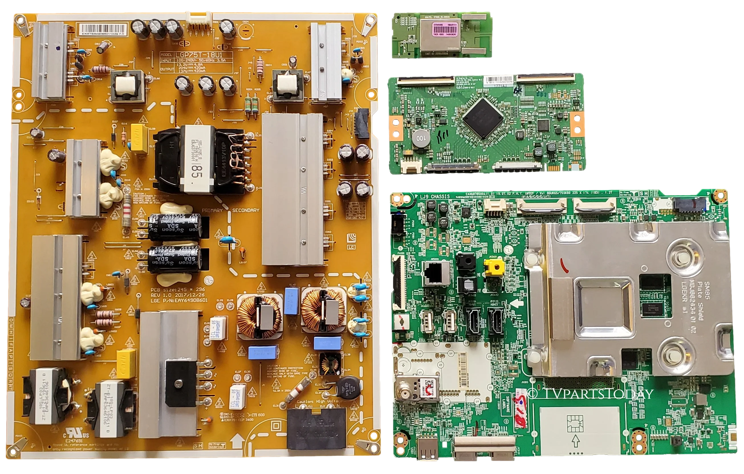 75UM8070PUA LG TV Repair Parts Kit, EBT66161101 Main Board, EAY64908601 Power Supply, 6871L-1771A T-Con, EAT64454802 Wifi, 75UM8070PUA.BUSYLOR, 75UM8070PUA