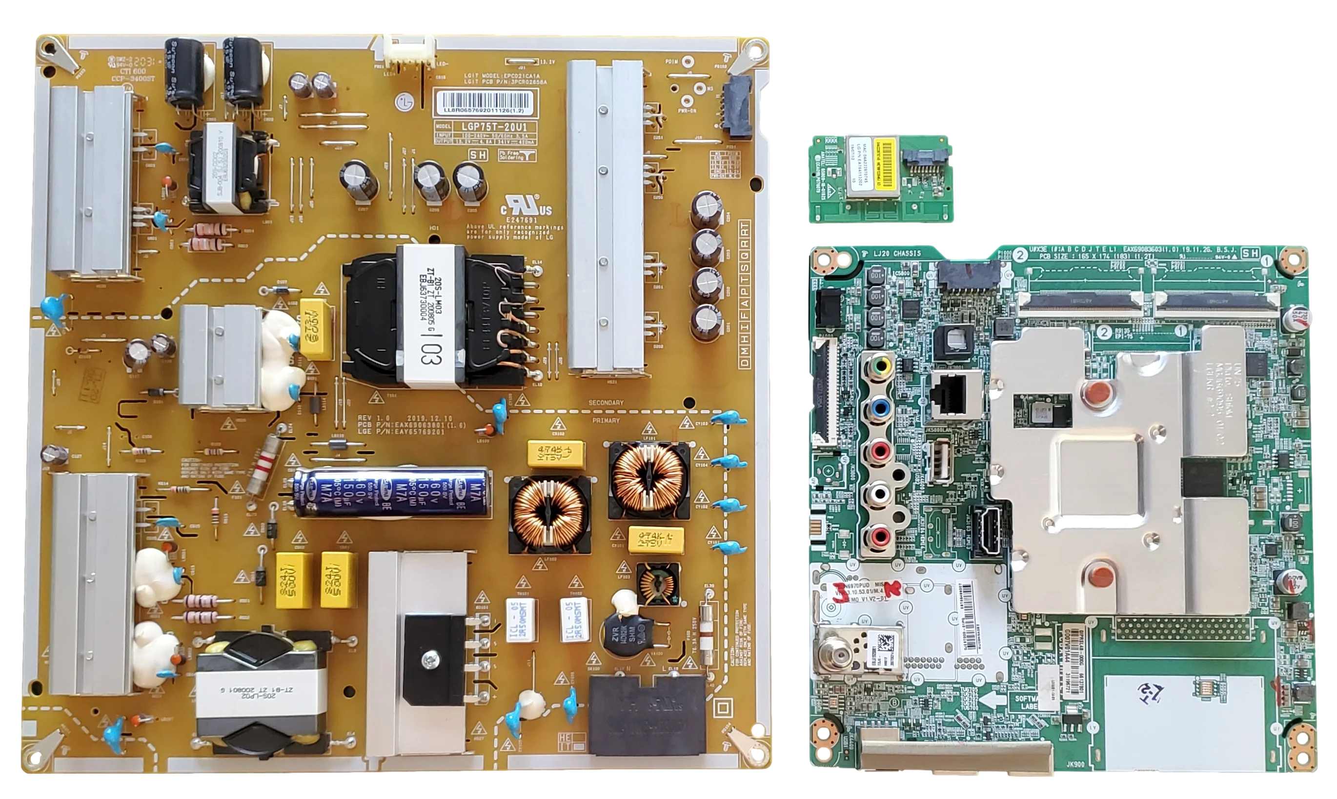 75UN6970PUD LG TV Repair Parts Kit, EBT66488007 Main Board, EAY65769201 Power Supply, EAT64113202 Wifi, 75UN6970PUD