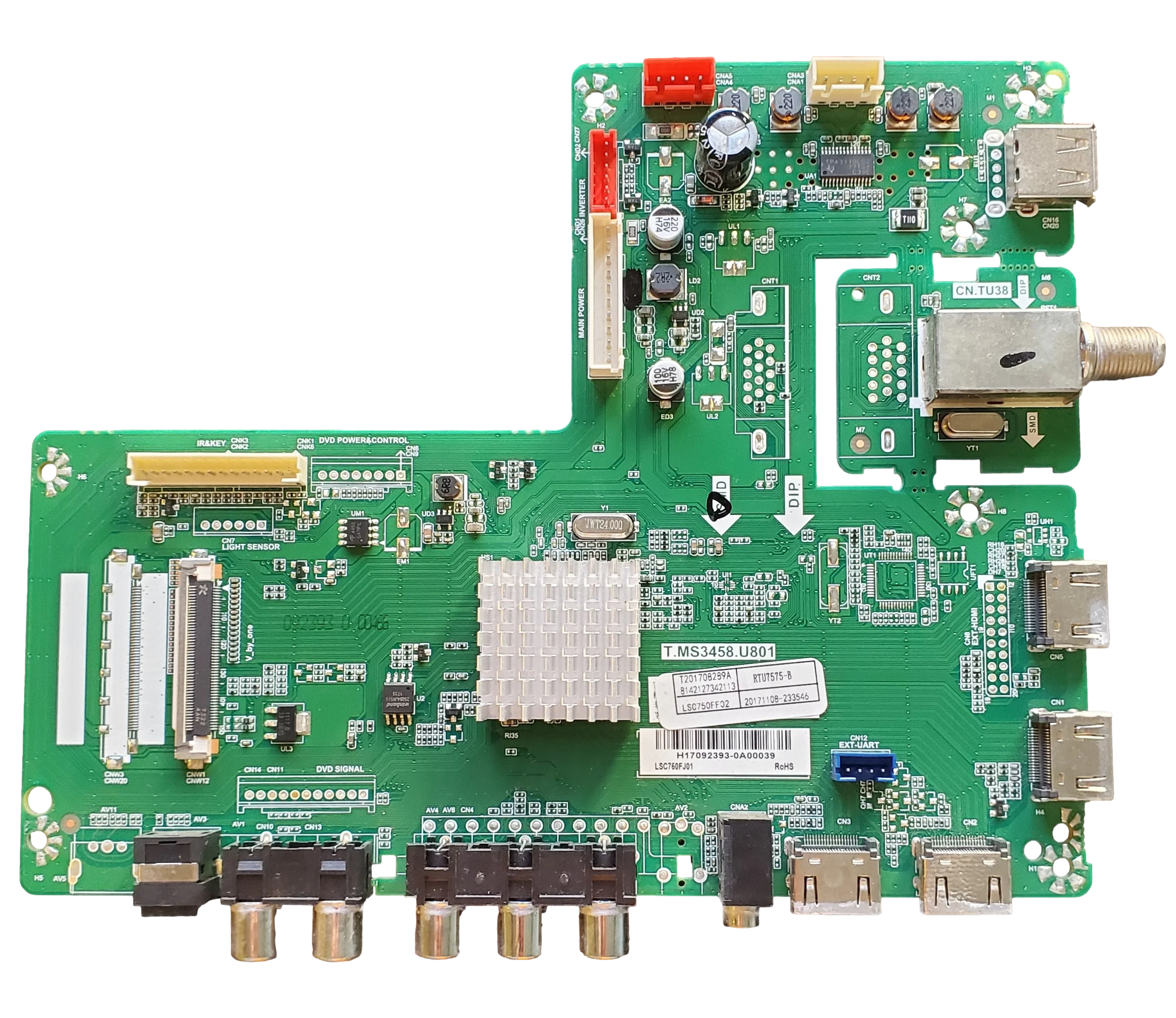 8142127342113, RCA Main Board, T.MS3458.U801, RTU7575-B