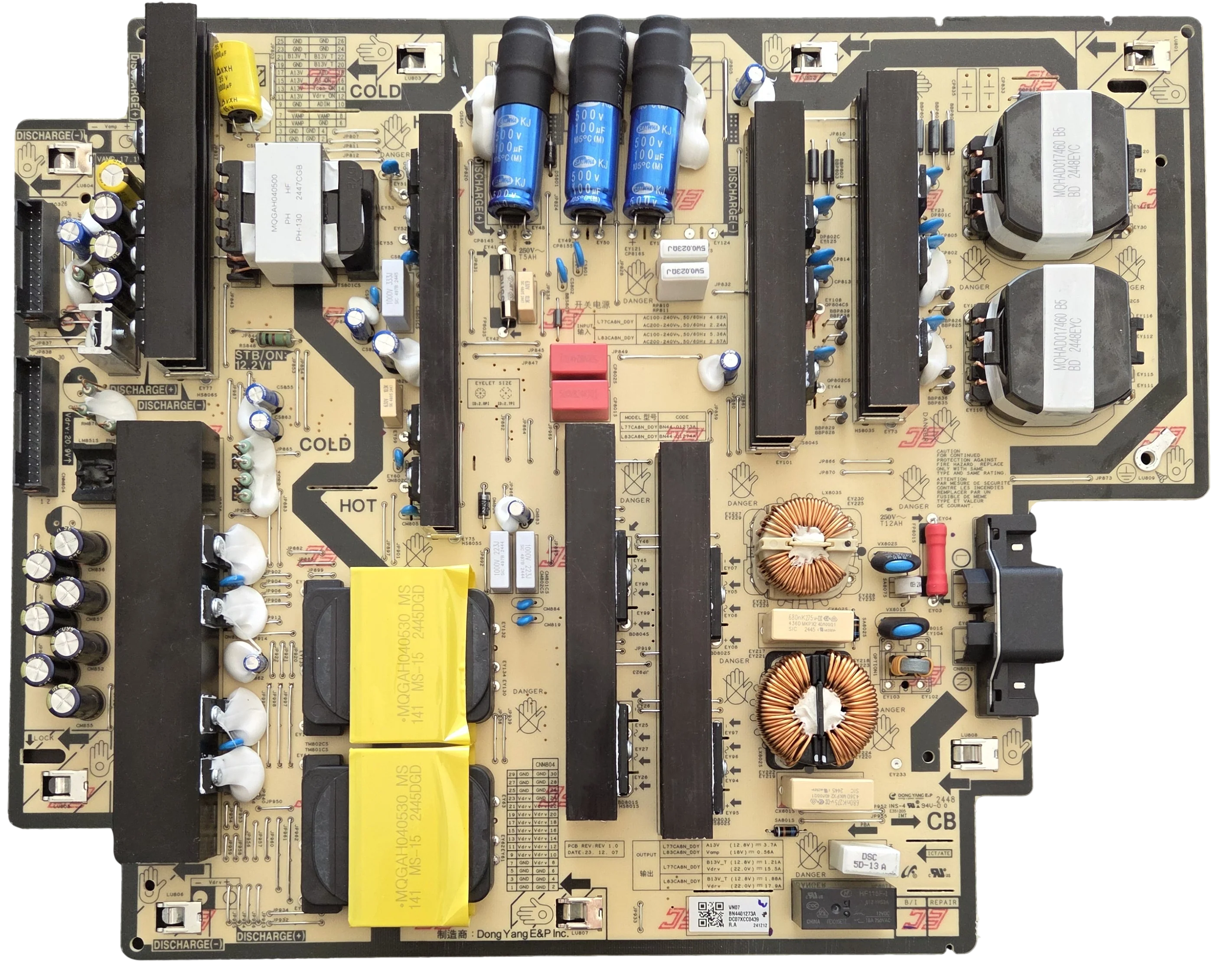 BN44-01273A Samsung Power Supply Board, L77CA8N_DDY, QN77S85FAEXZA
