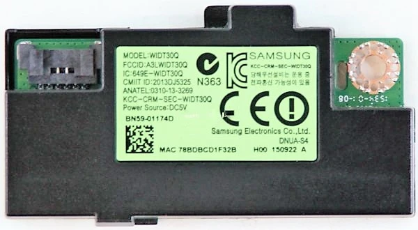 BN59-01174D Samsung Wi-Fi Board, WIDT30Q, UN46H7150AFXZA, UN50H6400AFXZA, UN48H6400AFXZA, UN55H7150AFXZA, UN60H7150AFXZA, UN65H7150AFXZA, UN75H7150AFXZA, UN49M5300AFXZA, UN55MU6290FXZA, LH49PMHP