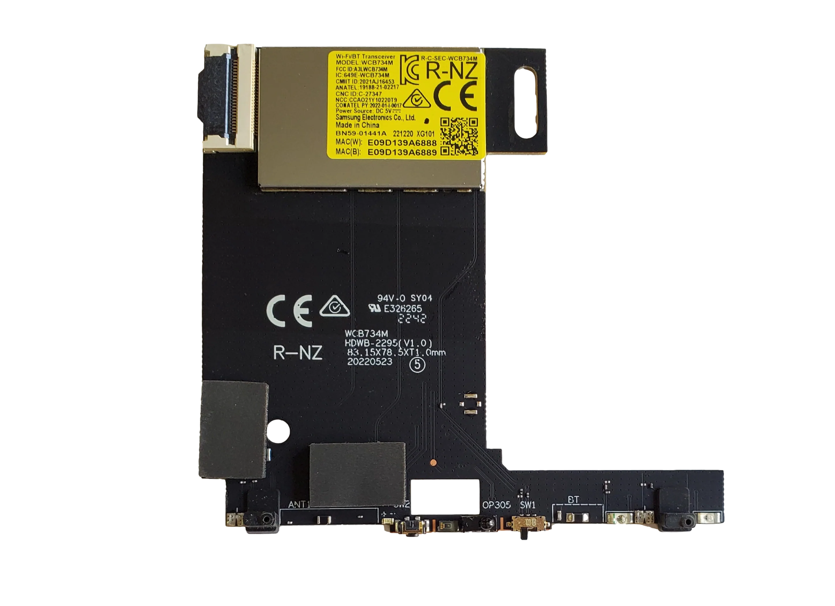 BN59-01441A Samsung Wi-Fi Board, WCB734M, QN65QN95CAFXZA, QN75QN95DAFXZA, QN85QN95CAFXZA