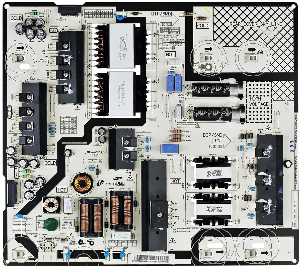 BN94-11439A Samsung Power Supply, BN41-02581A, L75E8NA MVD, QN75Q7FAMFXZA, QN75Q8CAMFXZA, QN75Q75FMFXZA
