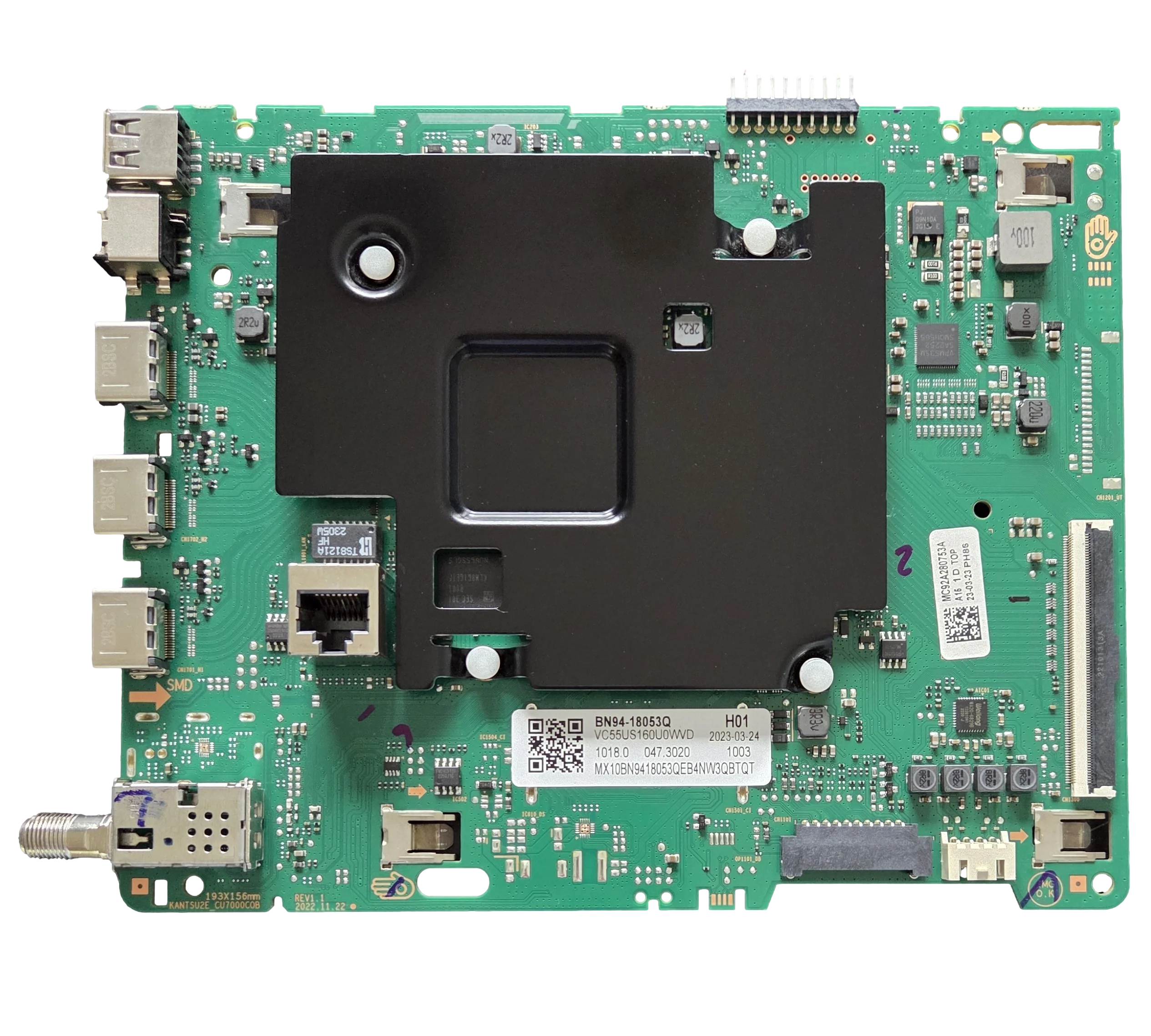 BN94-18053Q Samsung Main Board, KANTSU2E_CU7000COB, UN55CU7000DXZA
