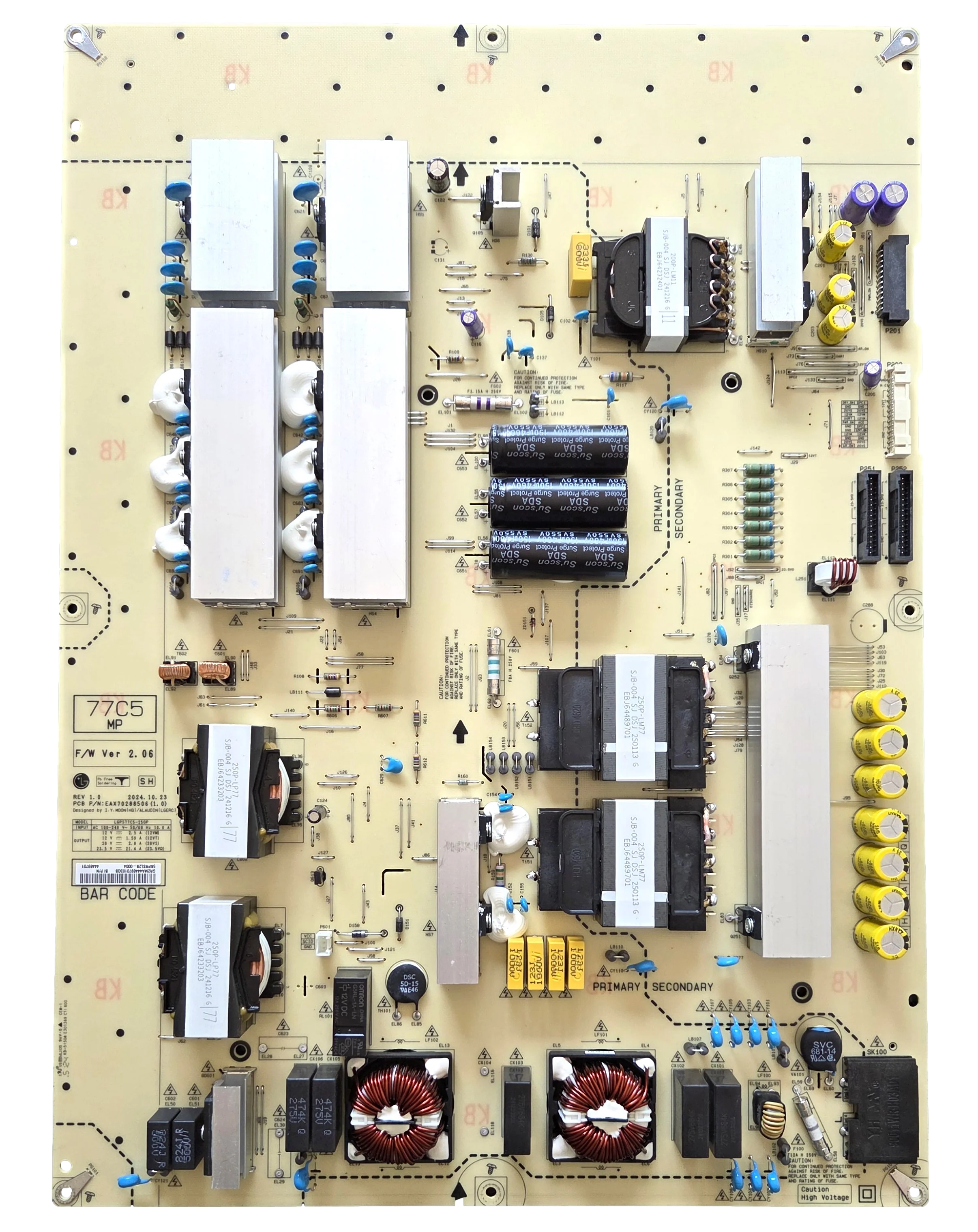 EBR44469701 LG Power Supply Board, LGPS77C5-25, EAX70288506 (1.0), 77C5, OLED77C5AUA, OLED77C5PUA