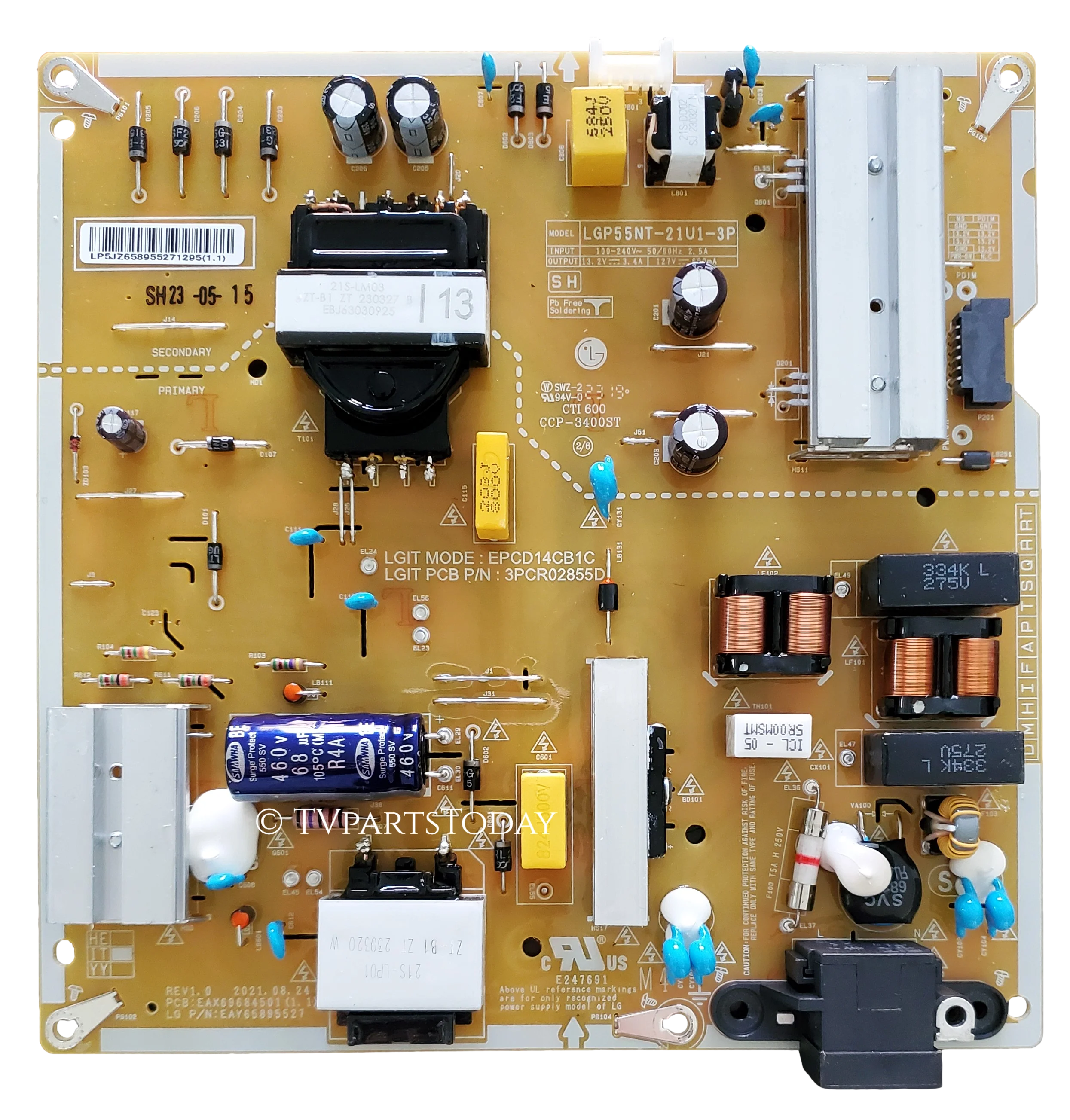EAY65895527 LG Power Supply, 3PCR02855D, LGP55NT-21U1-3P, 55UR772M0UB, 55UN672M0UB, 55UL3J-E