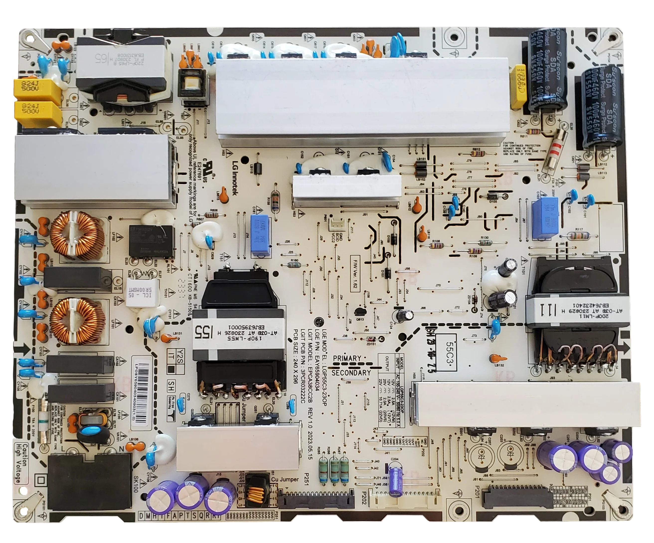 EAY65904034 LG Power Supply, LGP55C3-23OP , EPCA38CC2B, 3PC0222C , OLED55C3PUA