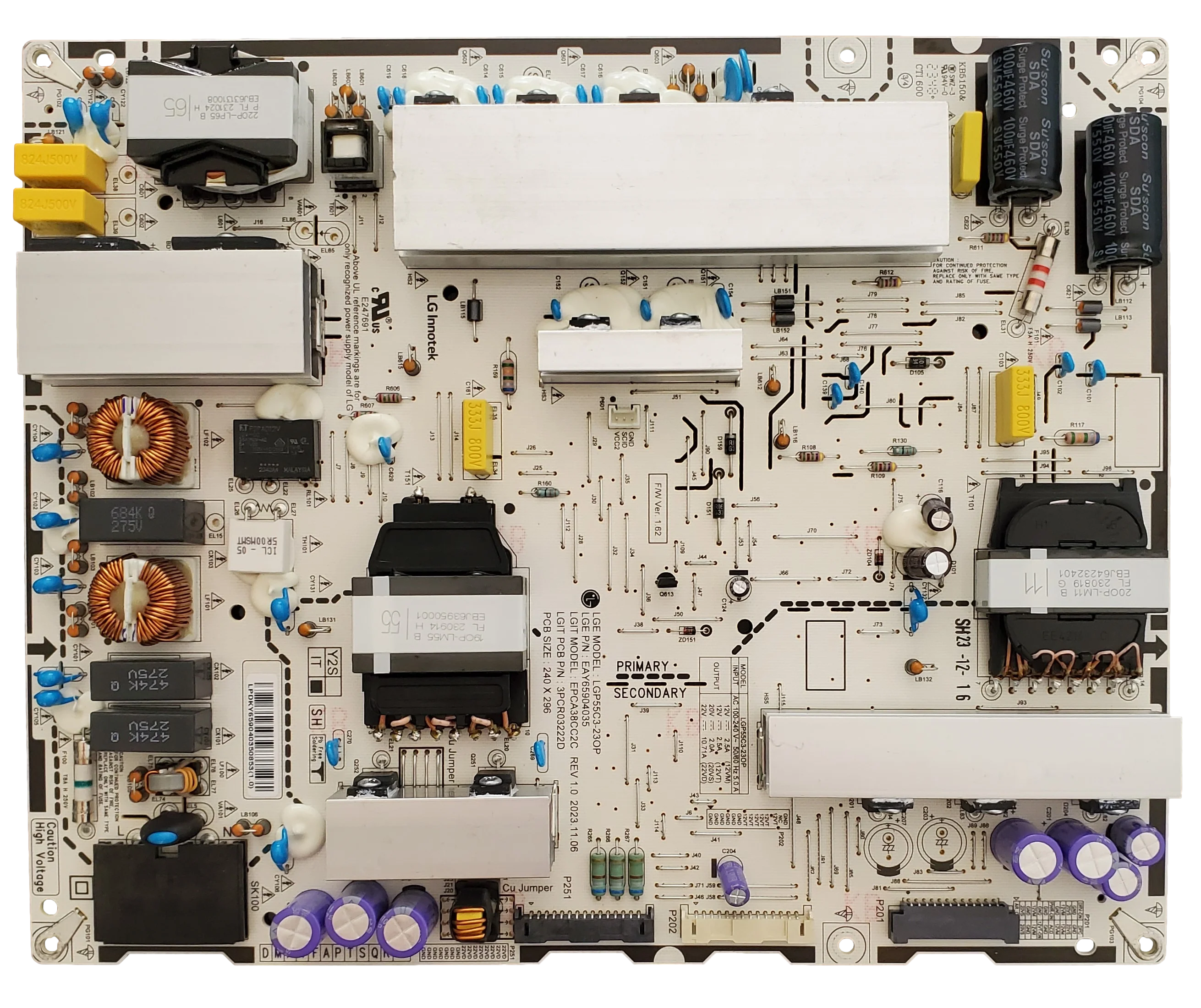 EAY65904035 LG Power Supply, LGP55C3-23OP, 3PCR03222D, OLED55C4PUA