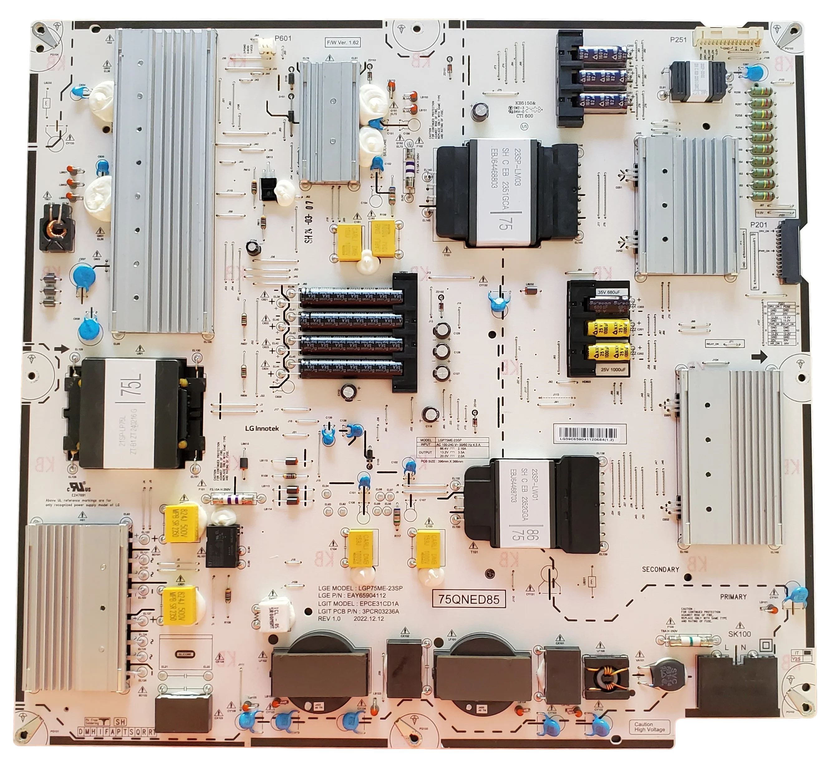 EAY65904112 LG Power Supply Board, LGP75ME-23SP, 75QNED85, EPCE31CD1A, 75QNED90TUA