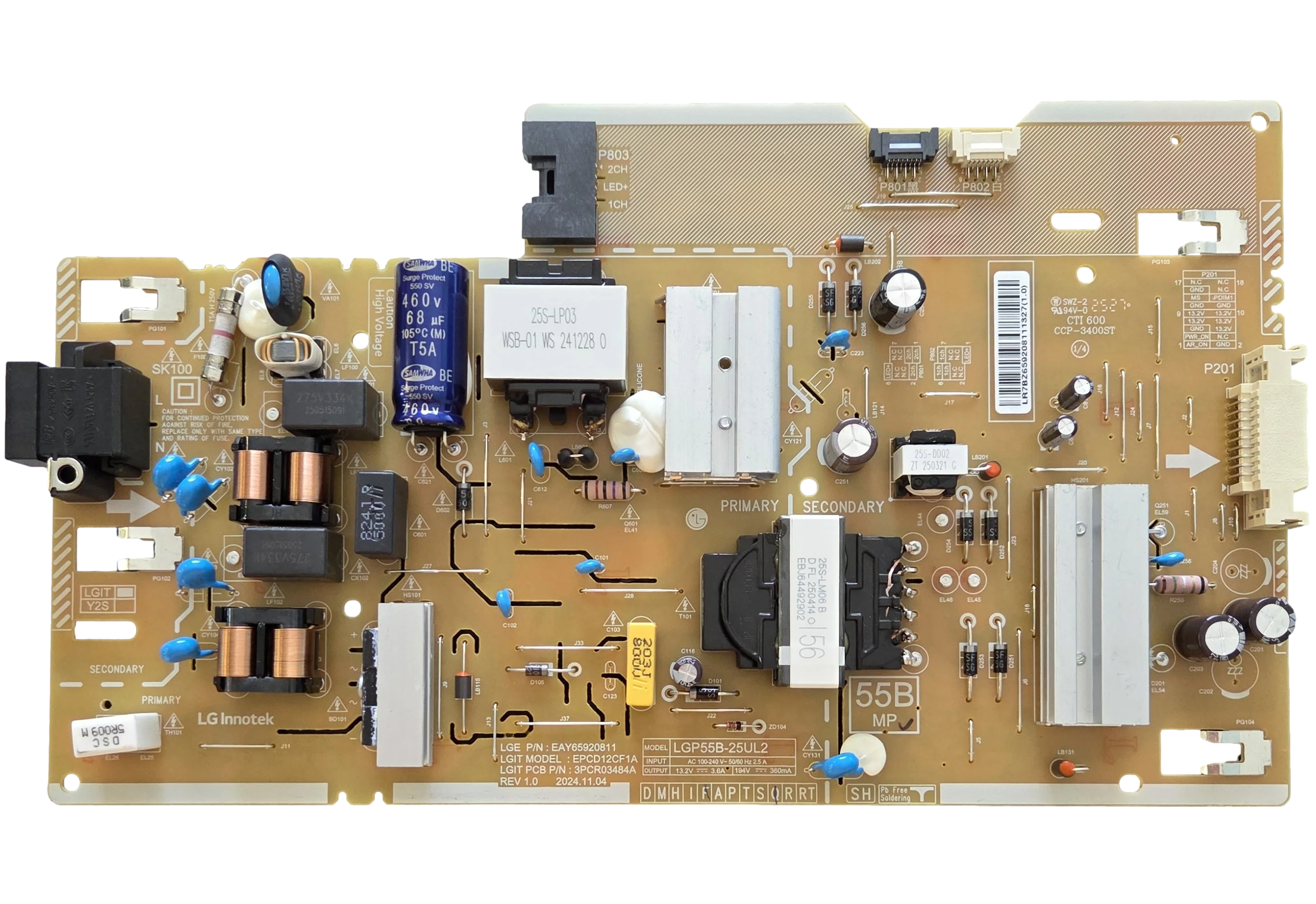 EAY65920811 LG Power Supply, LGP55B-25UL2, 55QNED82AUA.BUSYLJR, 55QNED82AUA