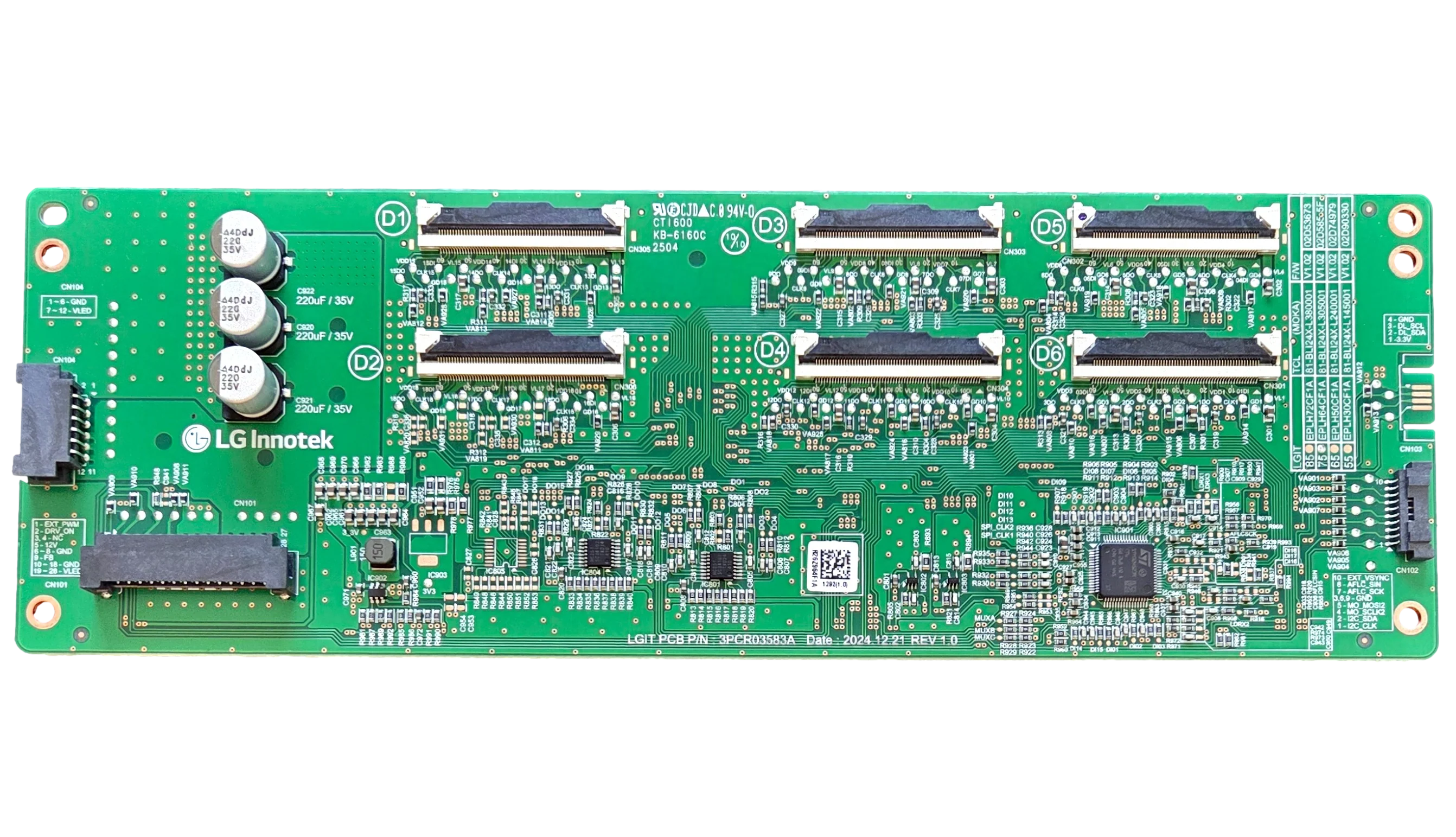 EPLH64CF1A LG T-Con, KB-6160C, 3PCR03583A, 81-BLI24X-L305001, 75QNED92AUA