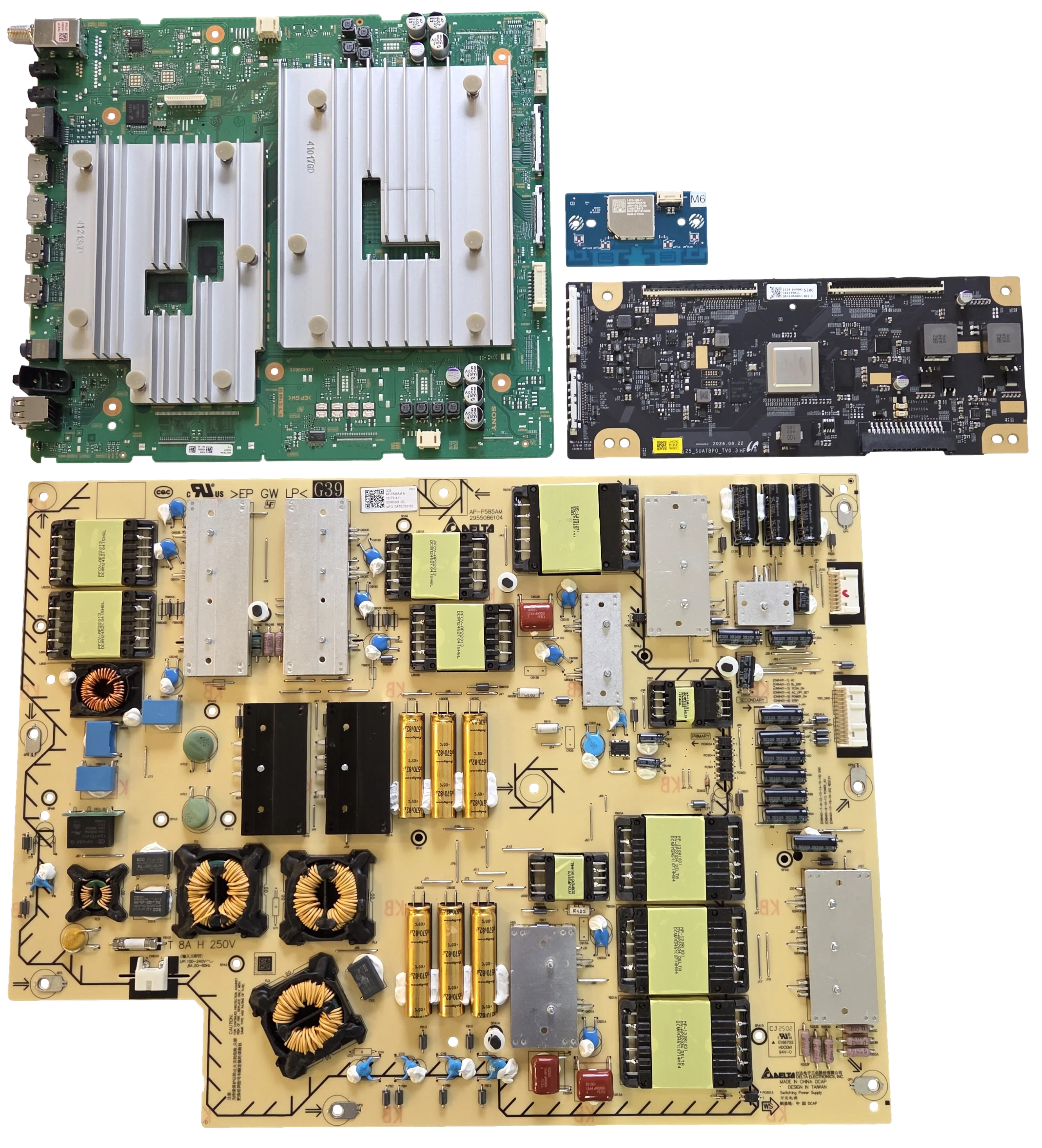 K-65XR80M2 Sony TV Repair Parts Kit, A-5077-890-A Main Board, 1-017-214-11 Power Supply, 1-023-990-11 T-Con, 1-013-126-11 Wifi, K-65XR80M2
