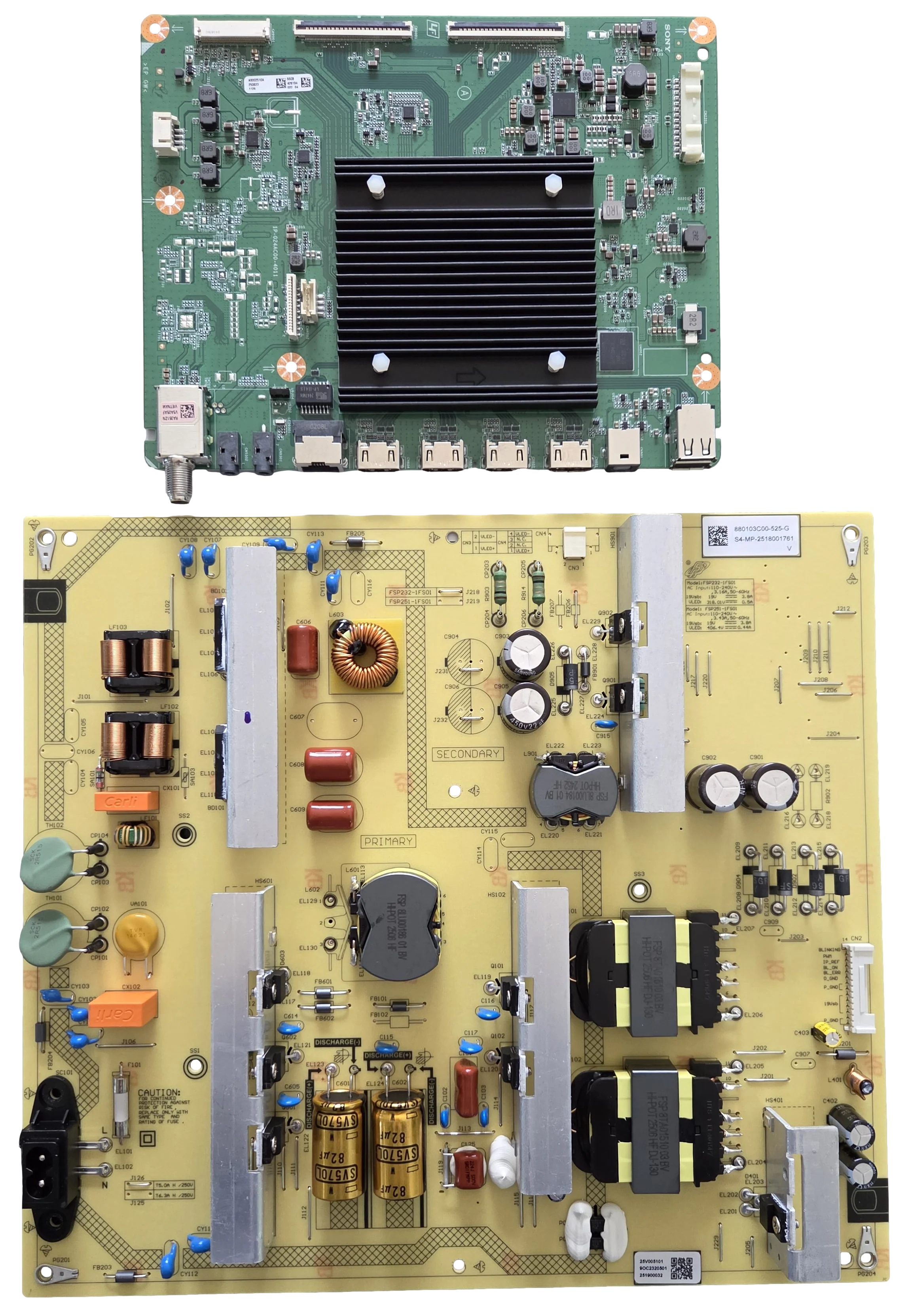 K-75S20M2 Sony TV Repair Parts Kit, A-5079-534-A Main Board, 1-024-566-11 Power Supply, K75S20M2, K-75S20CM2, K-75S20M2