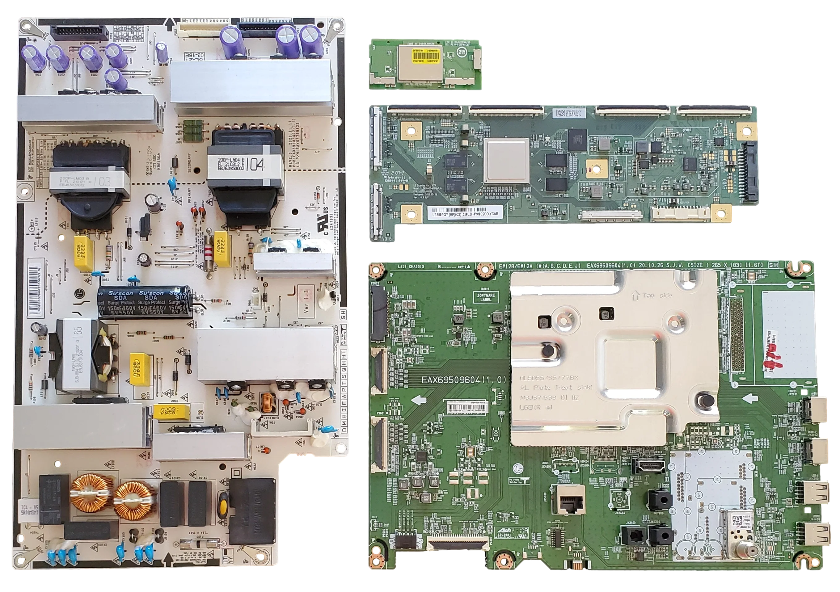 OLED55A1PUA LG TV Repair Kit, EBT66702103 Main Board, EAY65768823 Power Supply, 6871L-6411R T-Con, EAT65167004 Wi-Fi Board, OLED55A1PUA