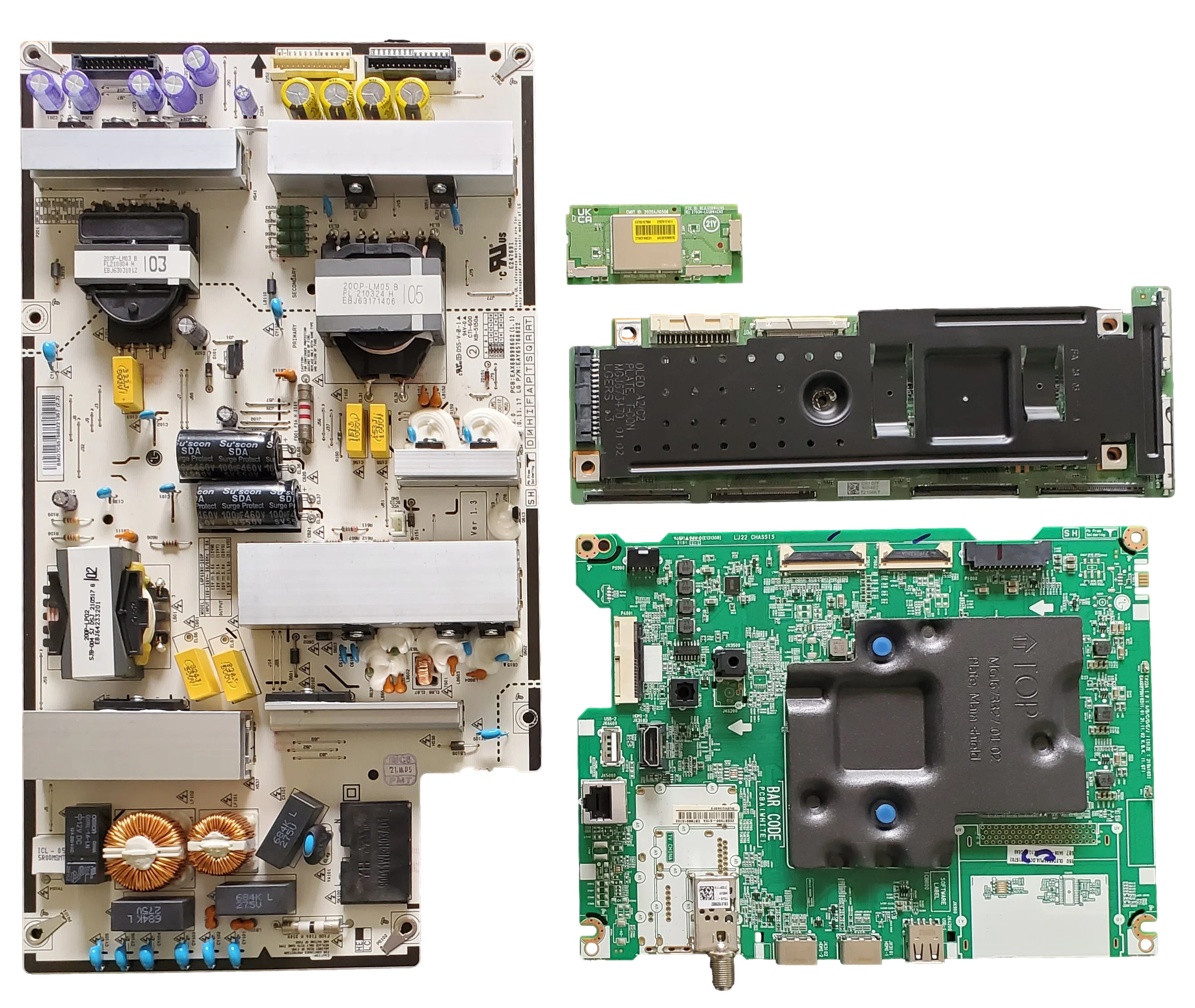 OLED65A2PUA LG TV Repair Kit, EBT66915702 Main Board, EAY65768822 Power Supply, 6871L-6894B T-Con, EAT65167004 Wi-Fi Board, OLED65A2PUA, OLED65A2AUA