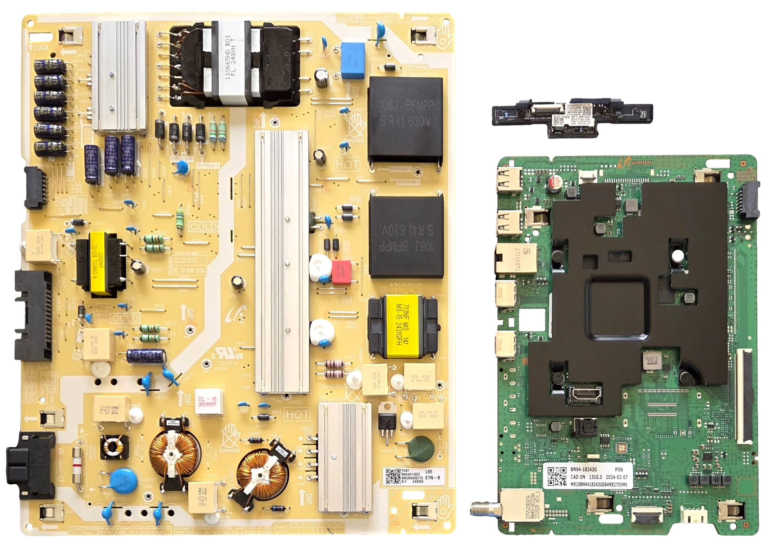 QN65Q60CAFXZA Samsung TV Repair Parts Kit, BN94-18243G Main Board, BN44-01102C Power Supply, BN59-01403A Wifi, QN65Q60CAFXZA WC03, QN65Q60CAFXZA