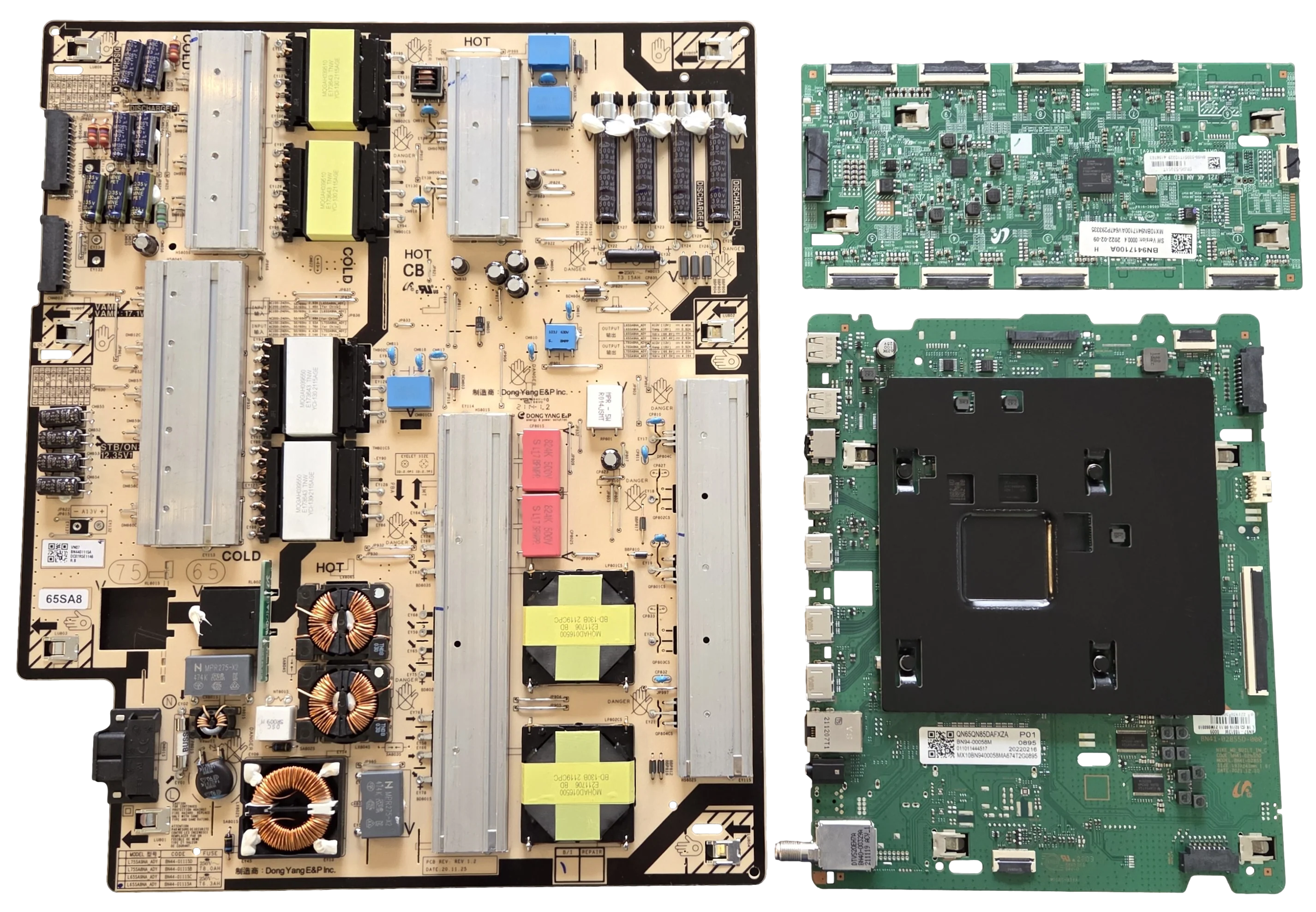 QN65QN85DAFXZA Samsung TV Repair Parts Kit, BN94-00058M / BN94-17214H Main Board, BN44-01115A, BN94-17100A LED Driver, QN65QN85DAFXZA