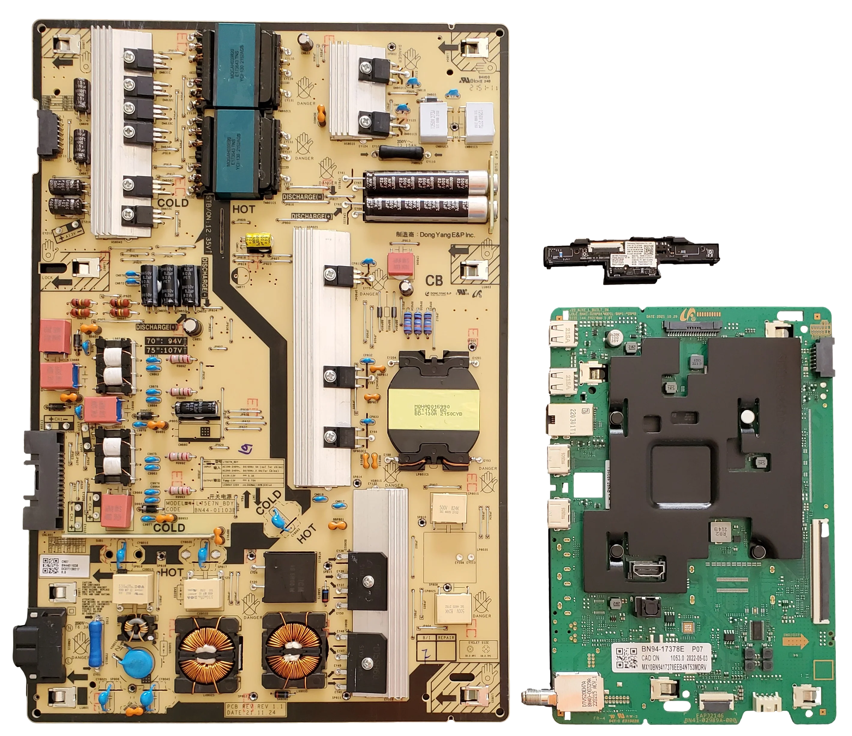 QN75Q60BDFXZA Samsung TV Repair Kit, BN94-17378E Main Board, BN44-01103B Power Supply, BN59-01403A Wi-Fi Board, QN75Q60BDFXZA
