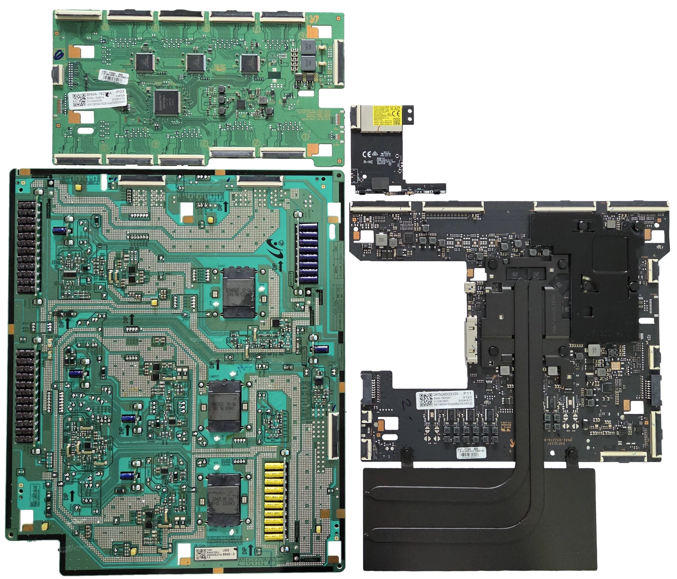 QN75QN800DFXZA Samsung TV Repair Parts Kit, BN94-18354M Main Board, BN44-01260A Power Supply, BN94-18281A LED Driver, BN59-01395A Wifi, QN75QN800DFXZA CA01, QN75QN800DFXZA