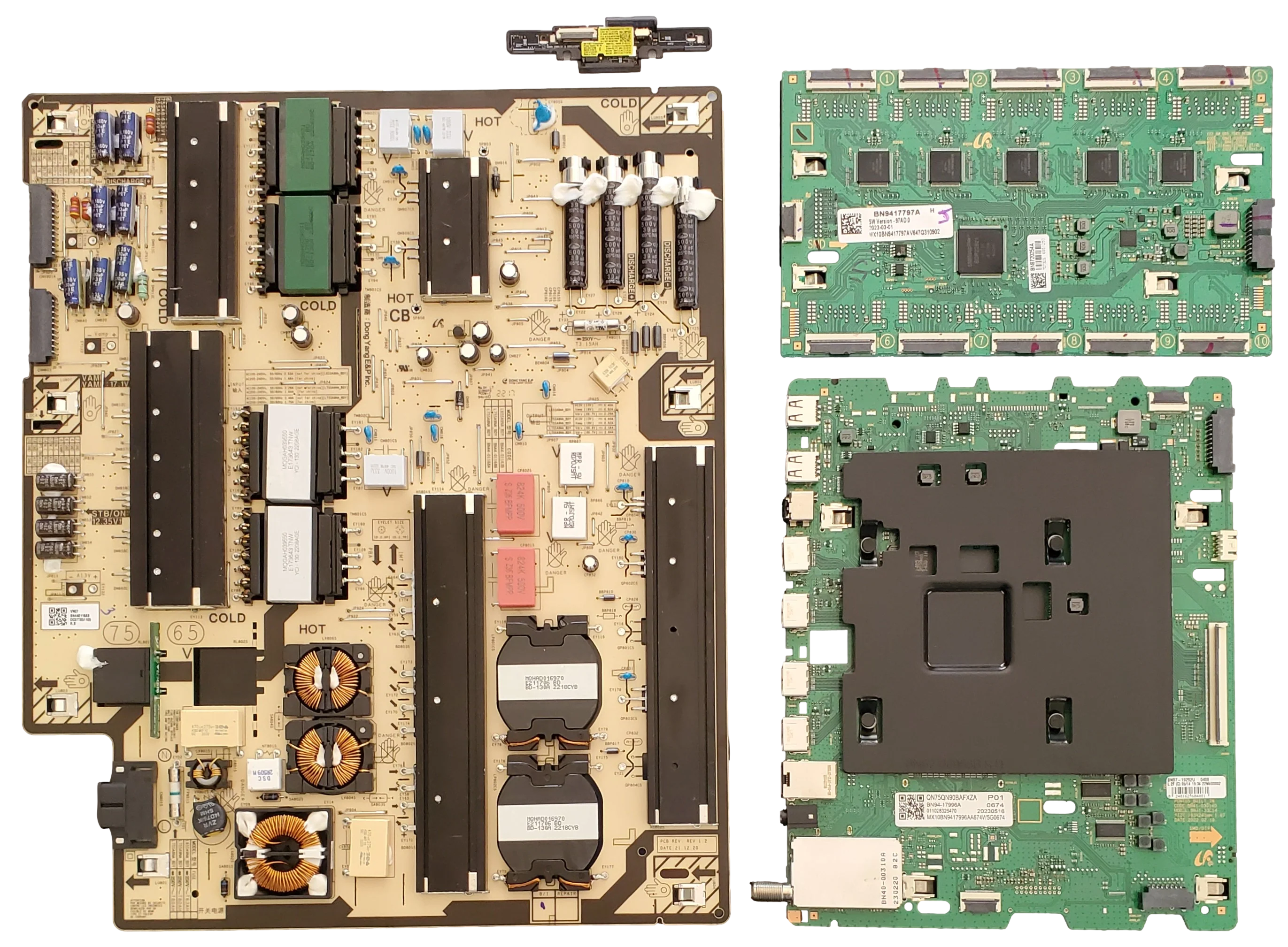 QN75QN90BAFXZA Samsung TV Repair Parts Kit, BN94-17996A Main Board, BN44-01168B Power Supply, BN94-17797A LED Driver, BN59-01397A Wifi, QN75QN90BAFXZA CK05, QN75QN90BDFXZA