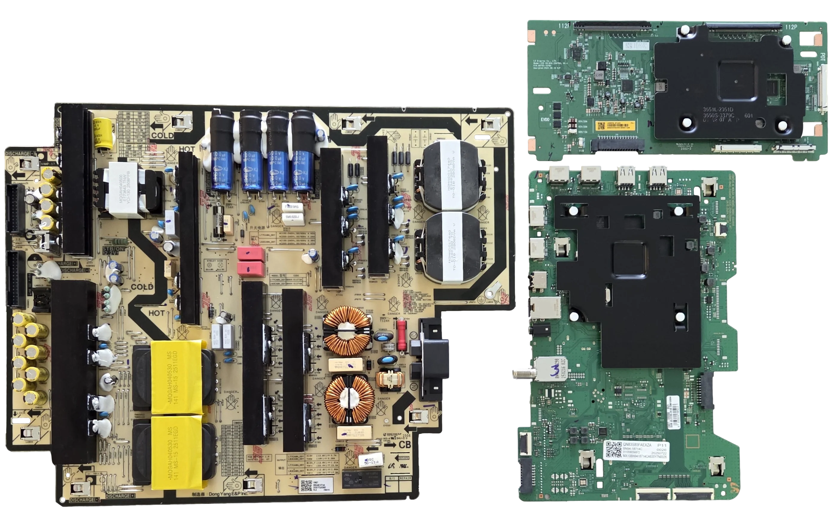 QN83S85FAEXZA Samsung TV Repair Parts Kit, BN94-18714C Main Board, BN44-01274A Power Supply, 6871L-8116A T-Con, QN83S85FAEXZA
