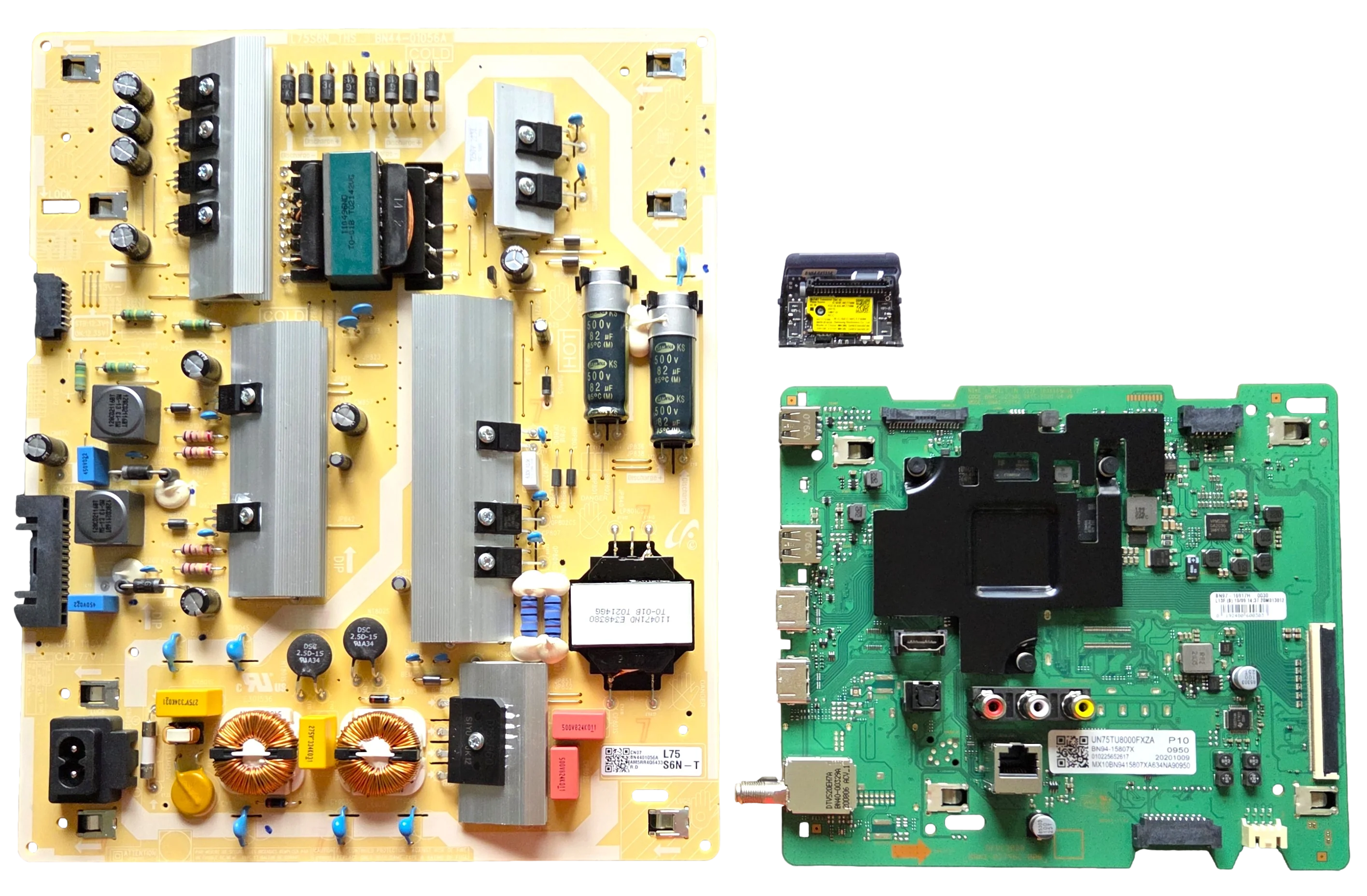 UN75TU8000FXZA Samsung TV Repair Parts Kit, BN94-15807X Main Board, BN44-01056A Power Supply, BN59-01342A Wifi, UN75TU8000FXZA CA03, UN75TU8000FXZA