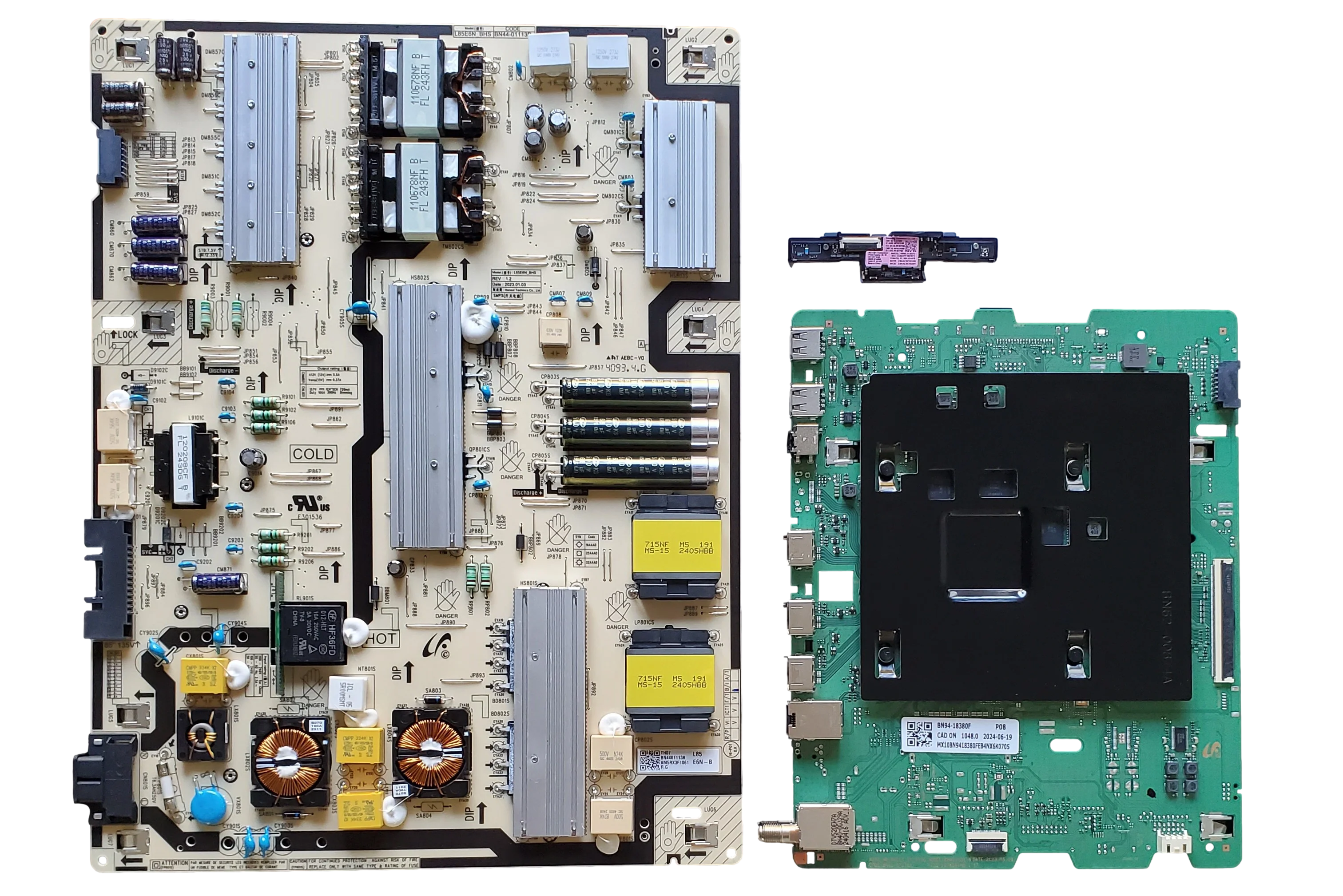 UN85DU8000FXZA Samsung TV Repair Parts Kit, BN94-18380F Main Board, BN44-01113B Power Supply, BN59-01400A Wifi, UN85DU8000FXZA AB03, UN85DU8000FXZA