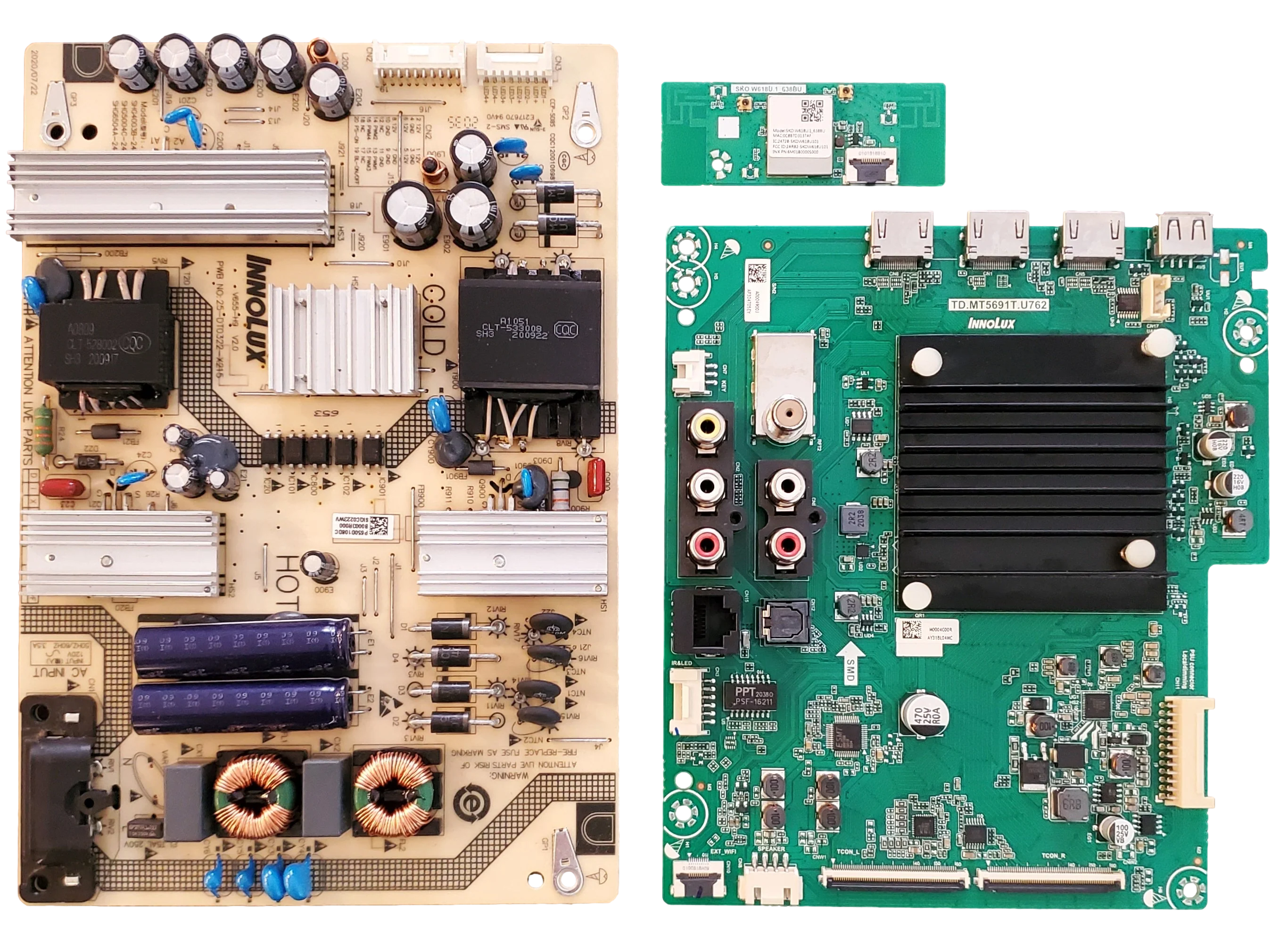 V655-H19 Vizio TV Repair Parts Kit, 6M03A0003H00J Main board, 6M04A0003R000 Power Supply, 6M01B0000S000 Wifi, V655-H19, V655-H9