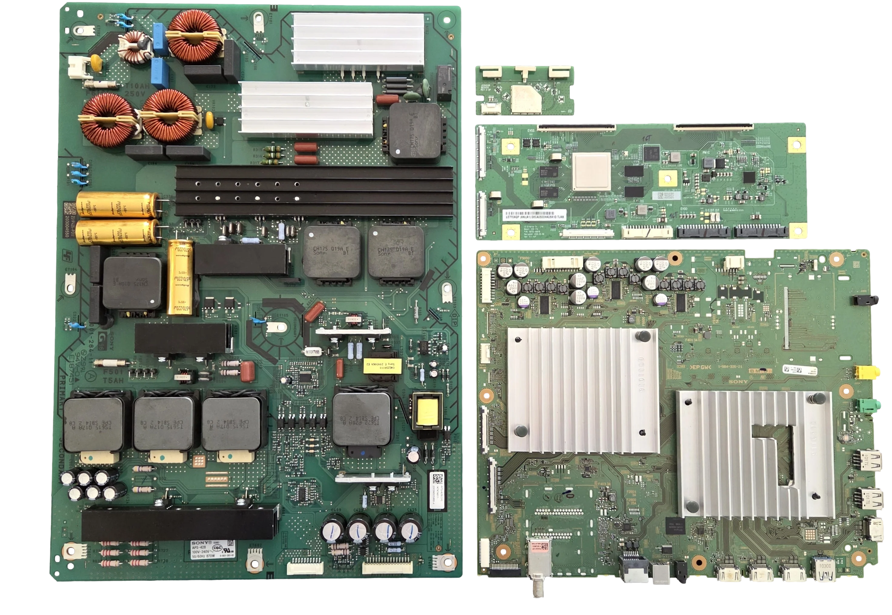 XBR-77A9G Sony TV Repair Parts Kit, A-2229-070-A Main Board, 1-474-749-11 Power Supply, 6871L-6630C T-Con, 1-510-061-11 Wifi, XBR-77A9G