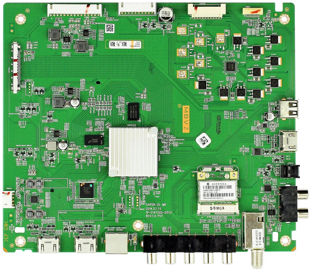 Y8387078S Vizio Main Board, 1P-0147C00-2010, 0160CAP0C100, CAP08-2L MB, D60-D3, D60-D3 LFTRUPBS, D60-D3 LFTRUPAS